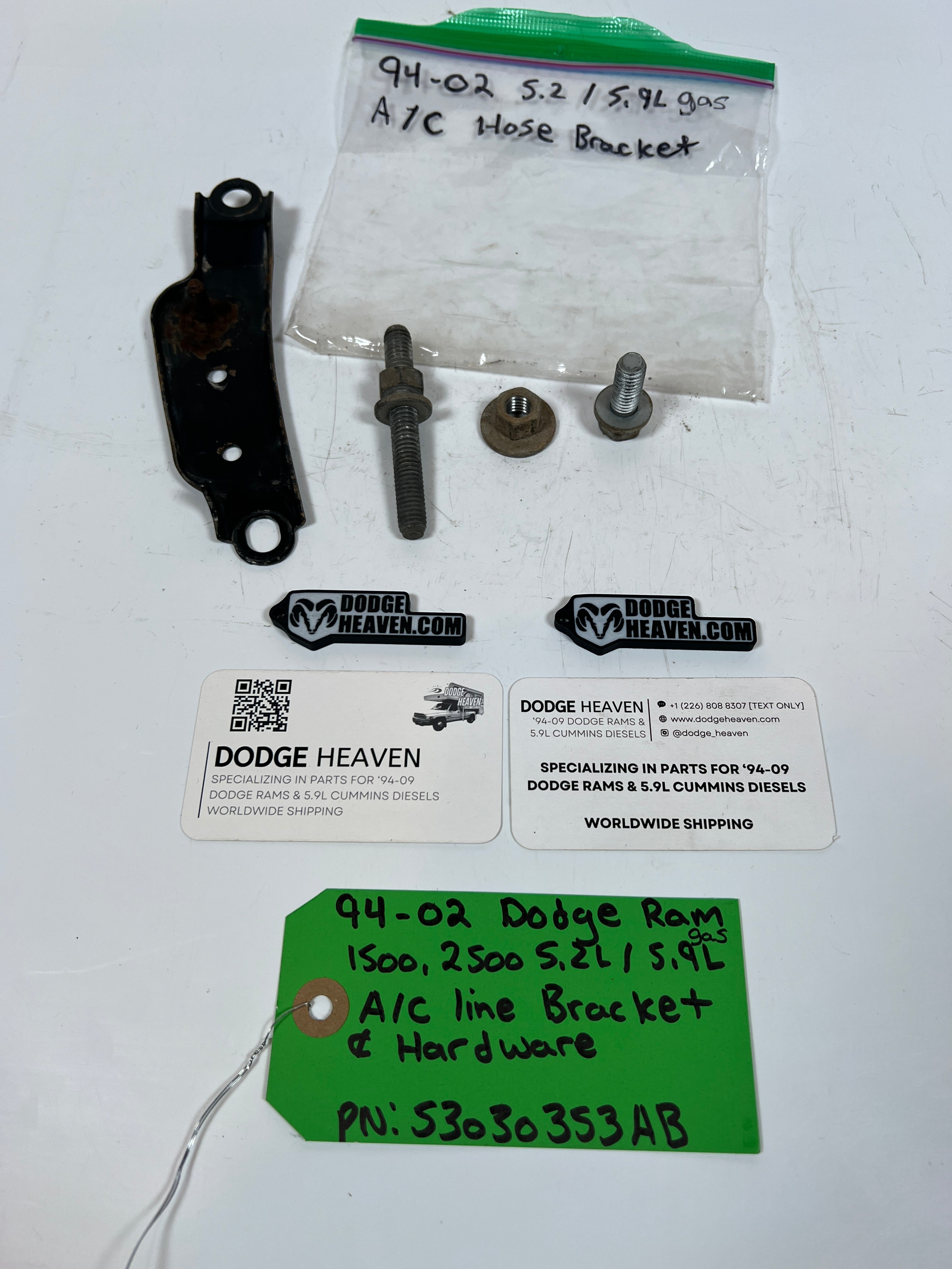 1994-2002 Dodge Ram 1500 2500 5.2L/5.9L Gas A/C Line Bracket & Hardware