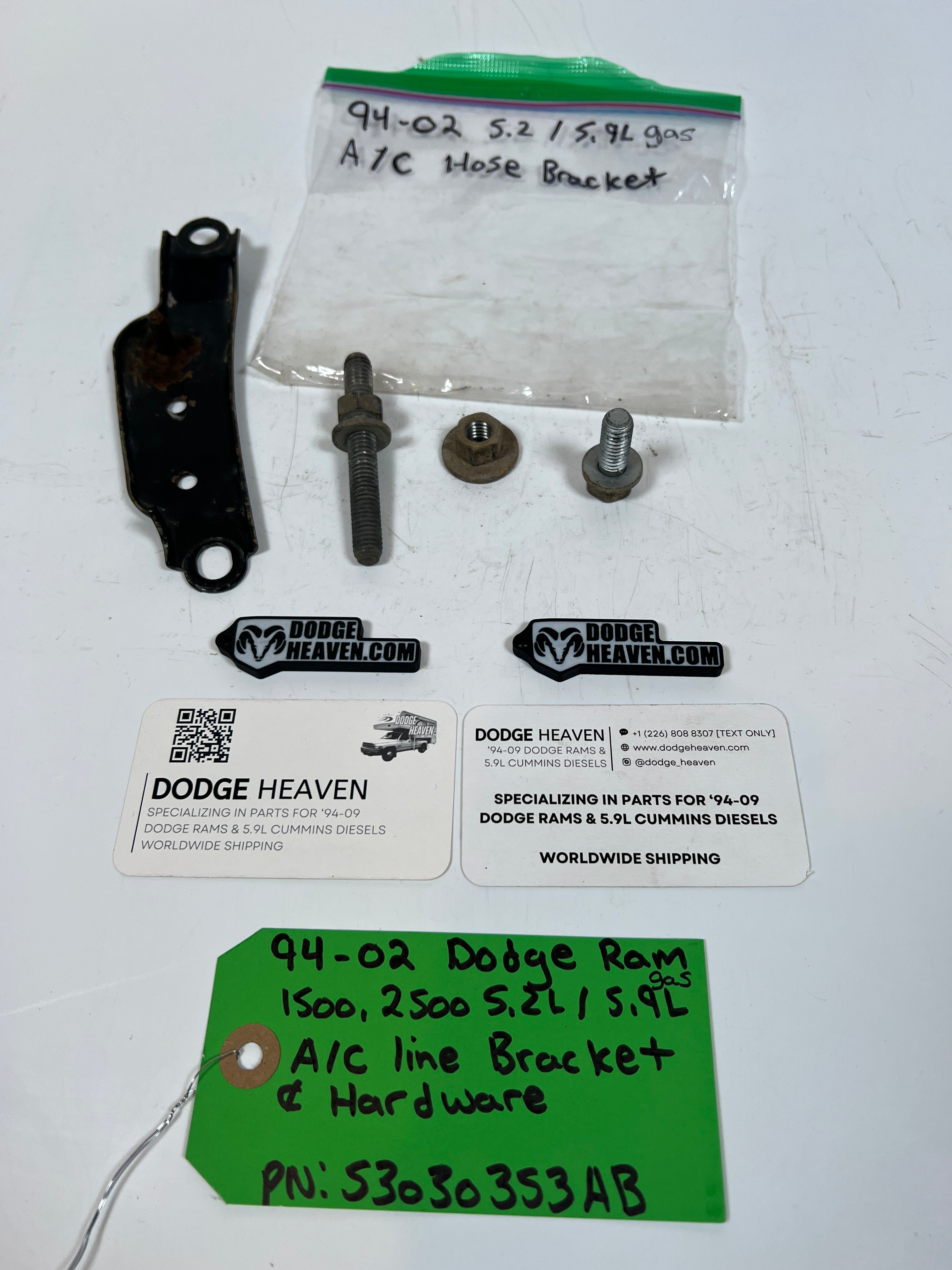 1994-2002 Dodge Ram 1500 2500 5.2L/5.9L Gas A/C Line Bracket & Hardware