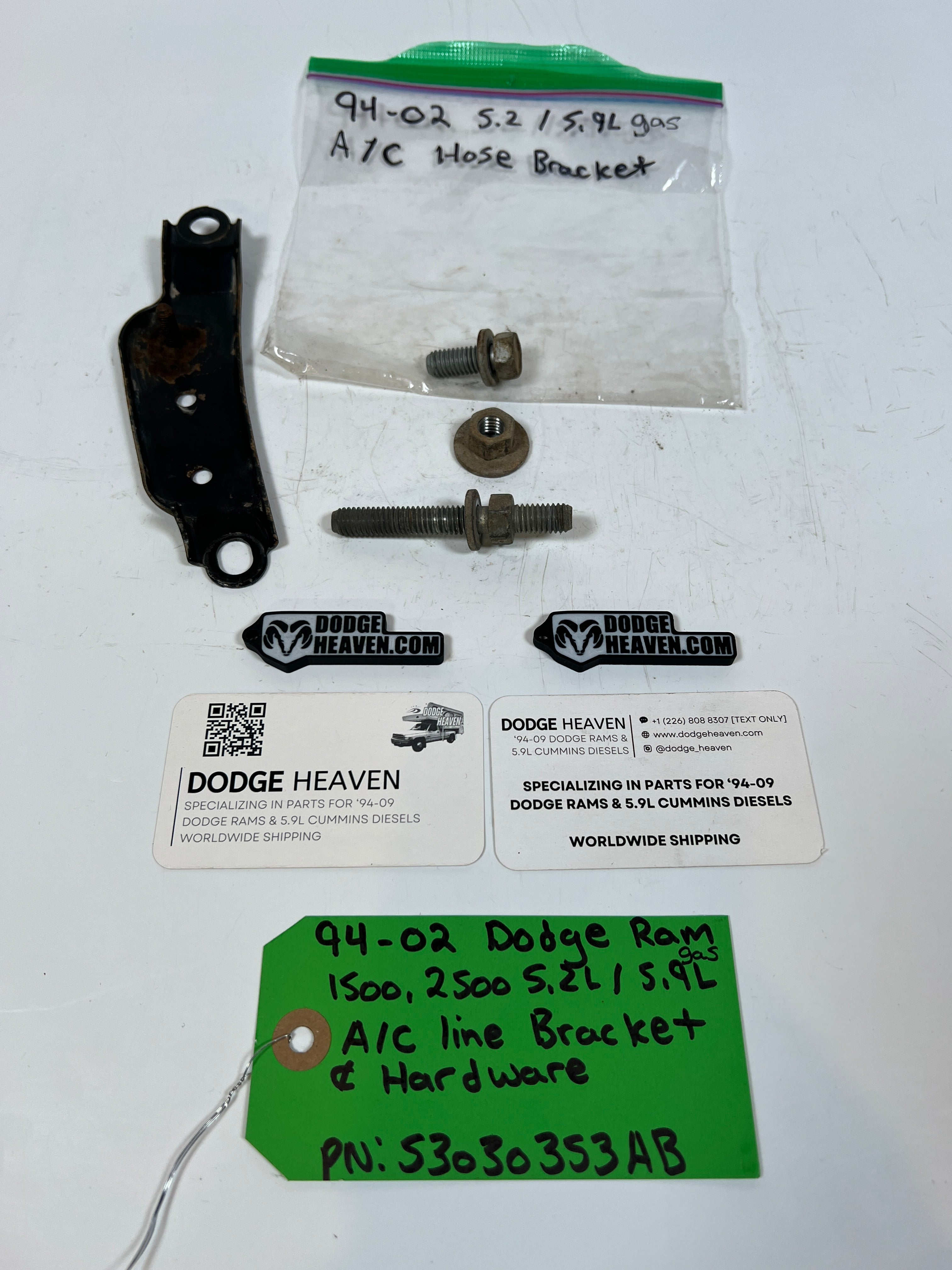 1994-2002 Dodge Ram 1500 2500 5.2L/5.9L Gas A/C Line Bracket & Hardware