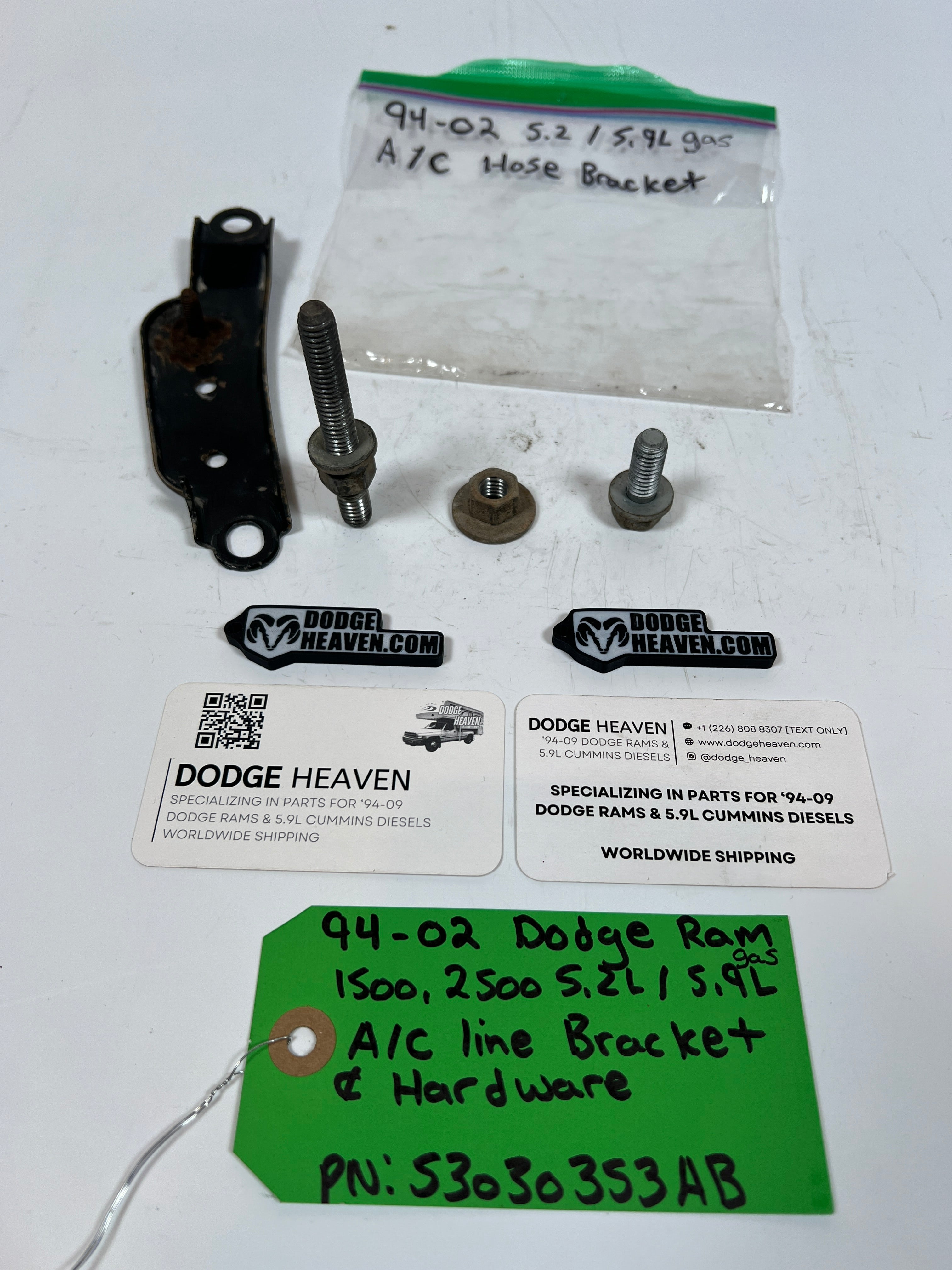 1994-2002 Dodge Ram 1500 2500 5.2L/5.9L Gas A/C Line Bracket & Hardware