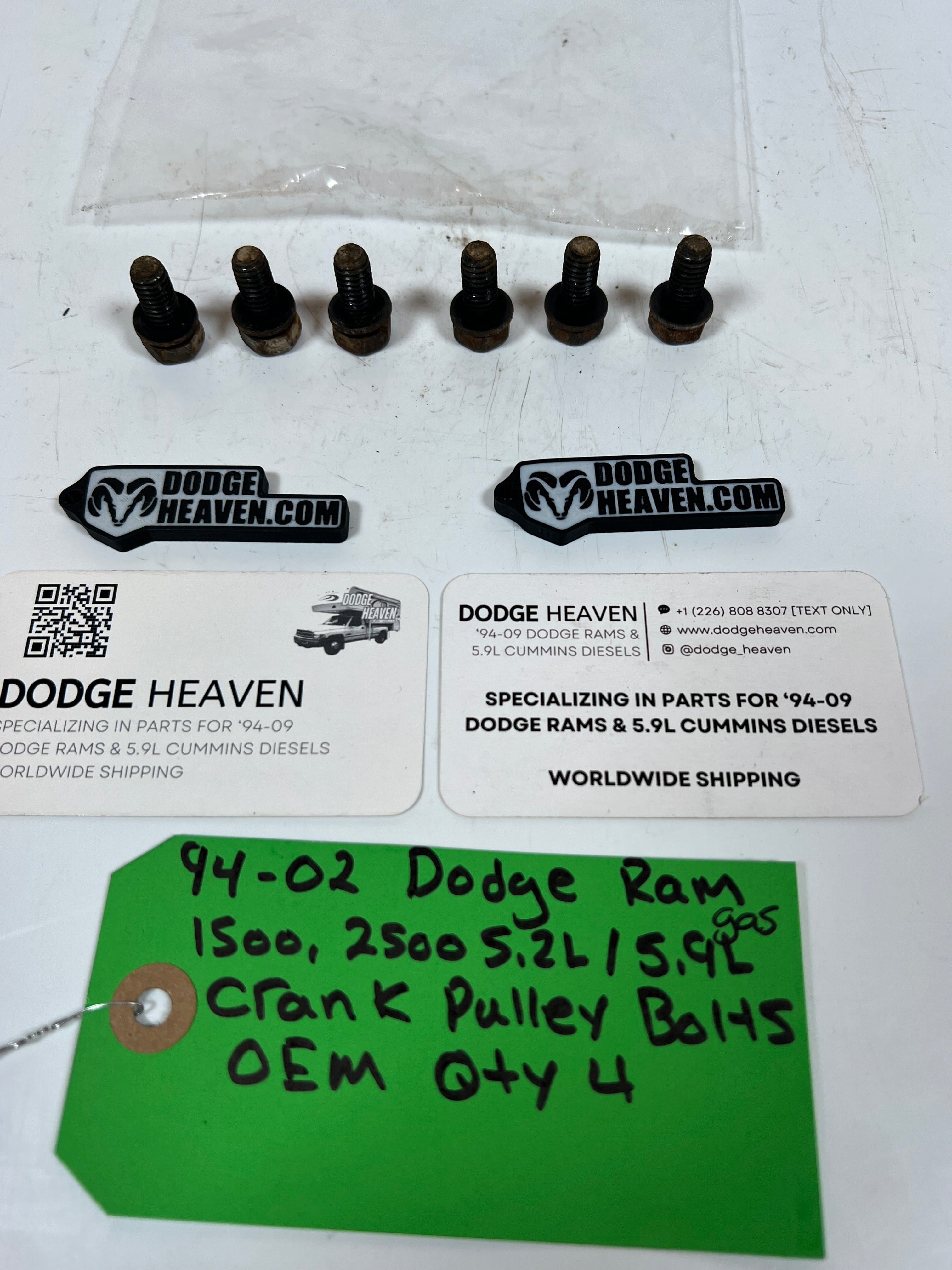 1994-2002 Dodge Ram 1500 2500 5.2L / 5.9L Gas Crank Pulley Bolts Qty 6