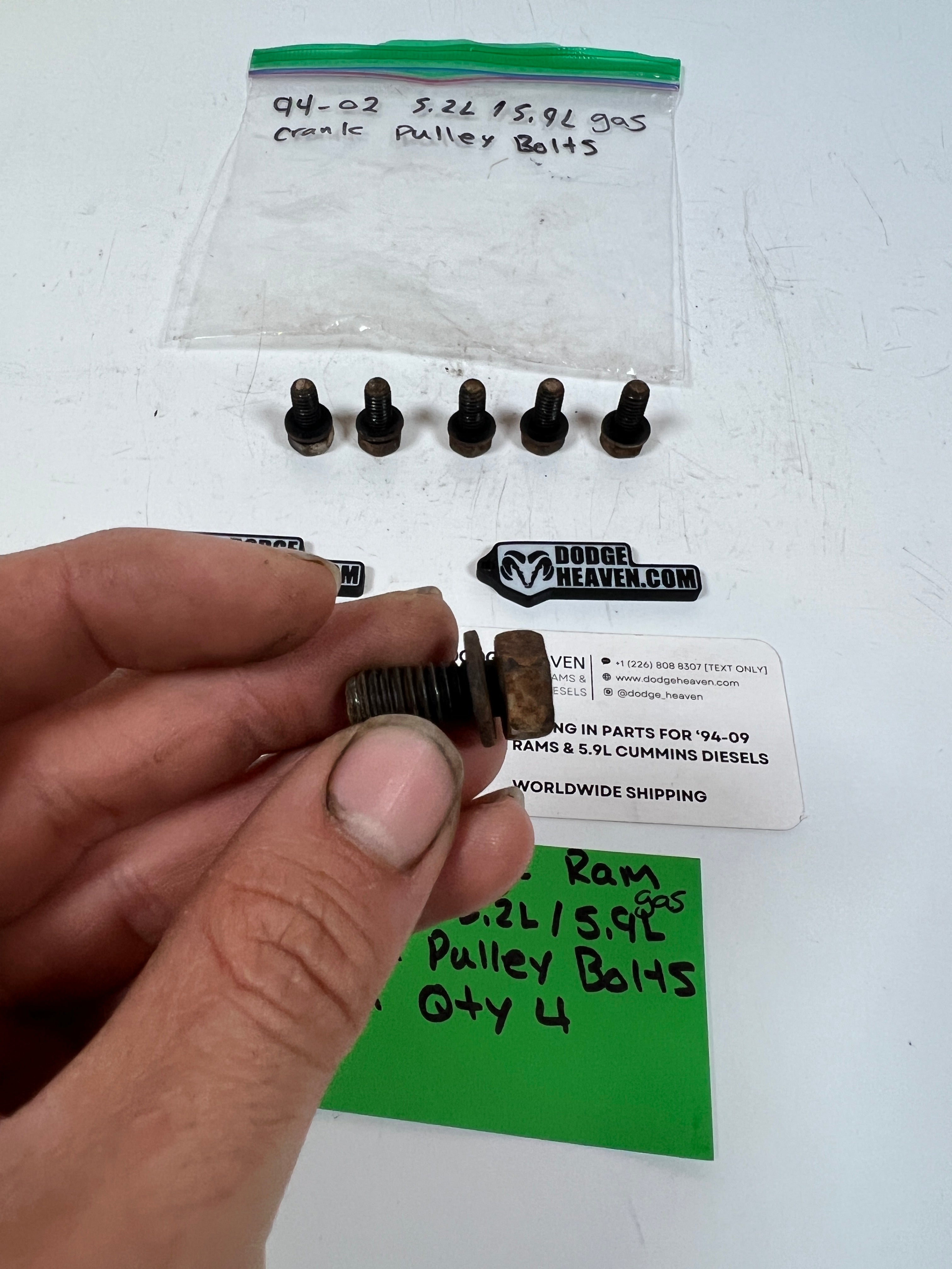 1994-2002 Dodge Ram 1500 2500 5.2L / 5.9L Gas Crank Pulley Bolts Qty 6