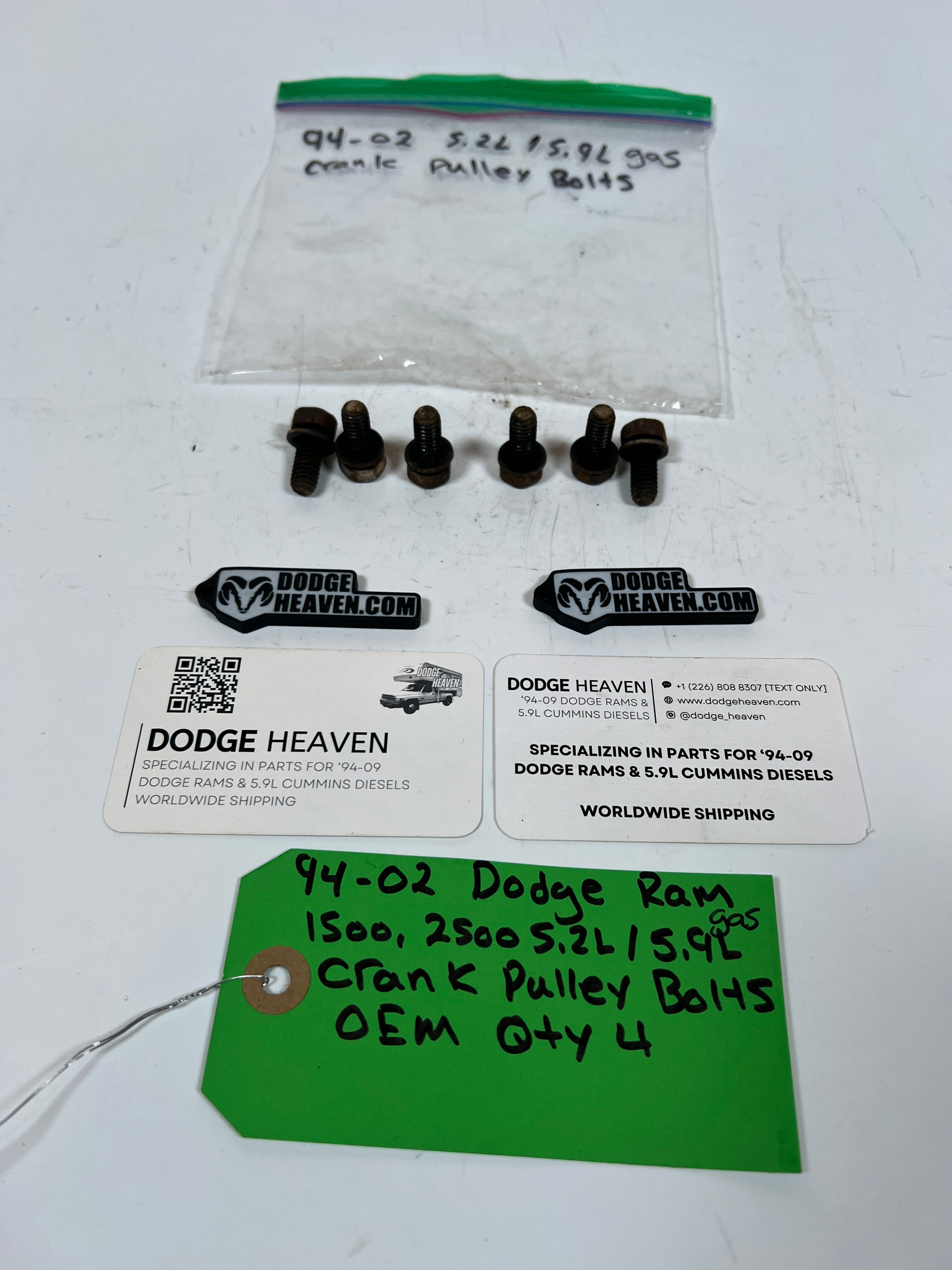 1994-2002 Dodge Ram 1500 2500 5.2L / 5.9L Gas Crank Pulley Bolts Qty 6