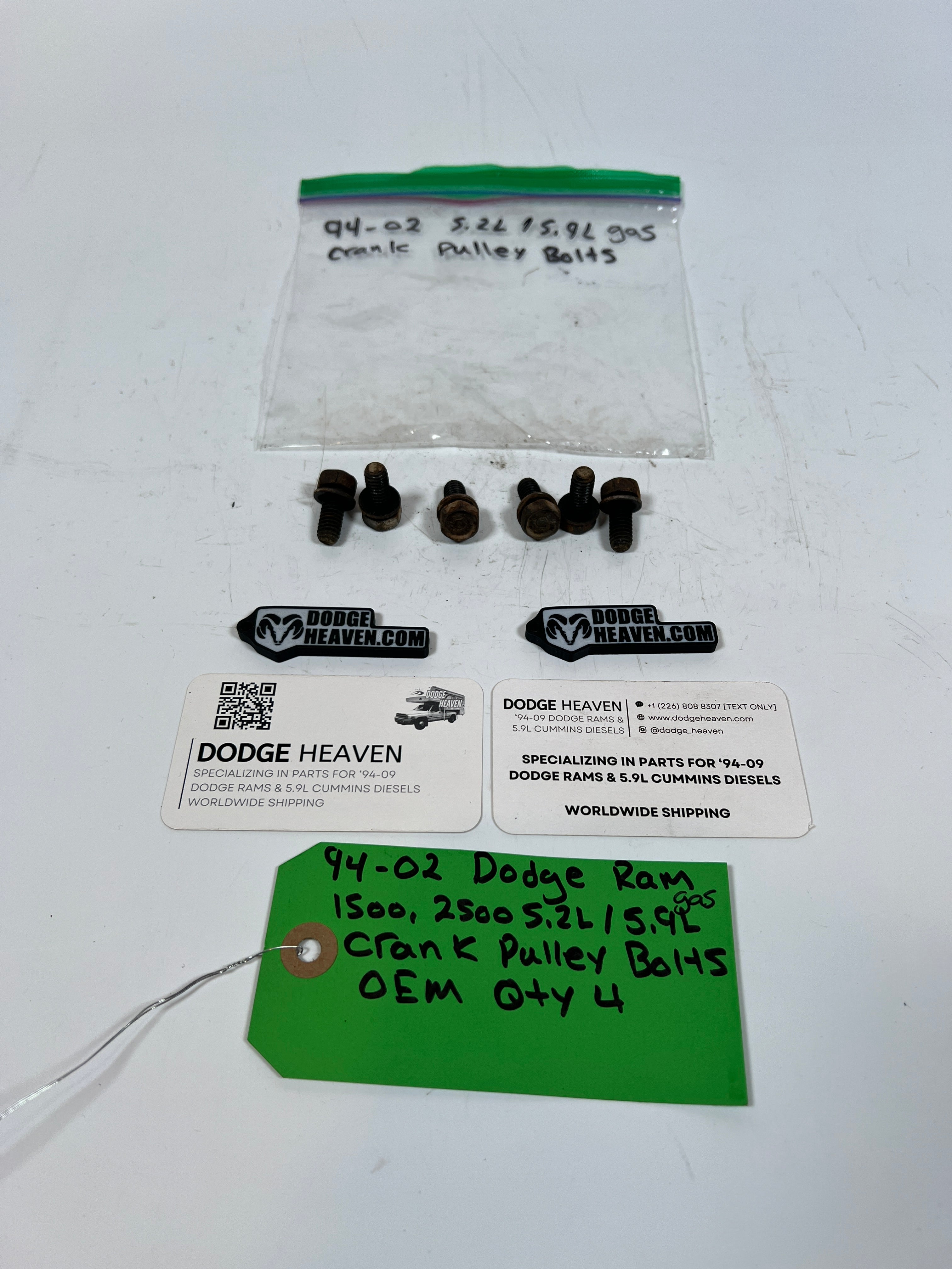 1994-2002 Dodge Ram 1500 2500 5.2L / 5.9L Gas Crank Pulley Bolts Qty 6