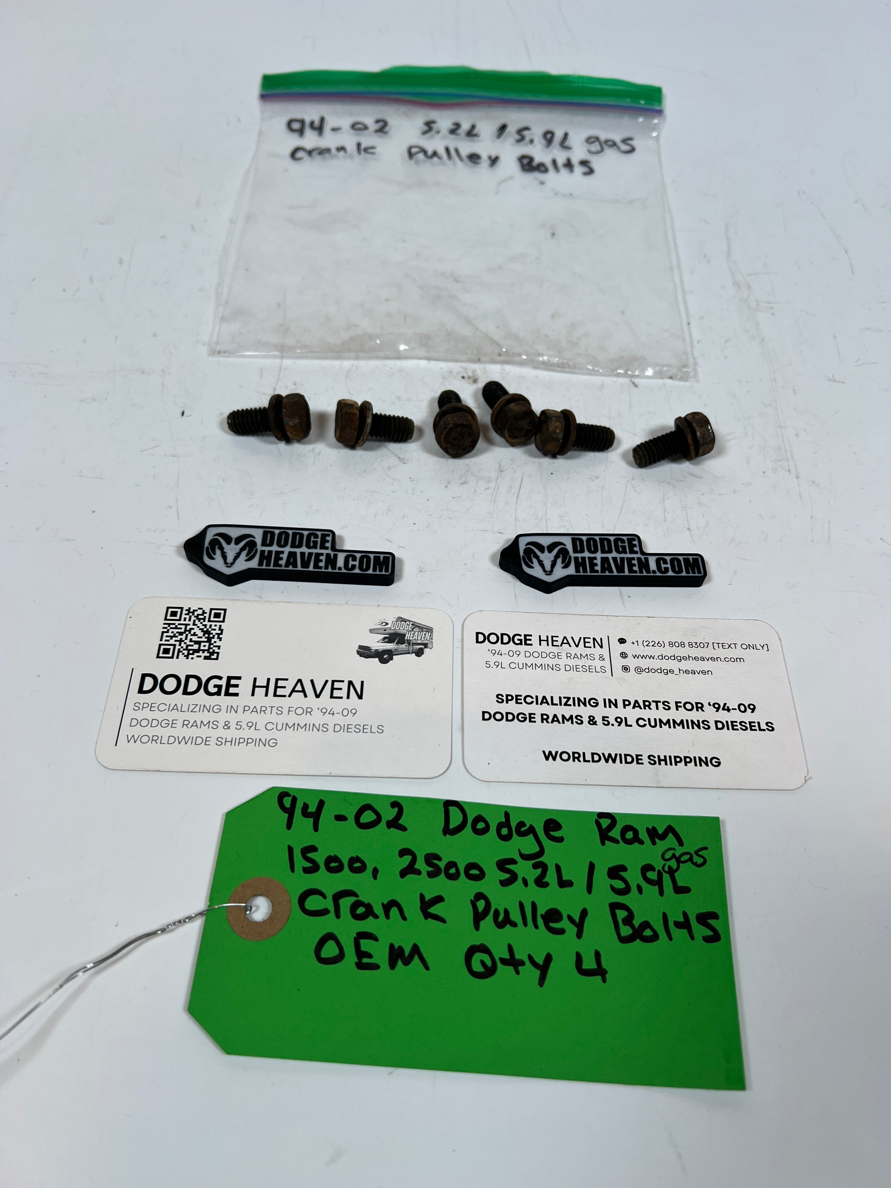 1994-2002 Dodge Ram 1500 2500 5.2L / 5.9L Gas Crank Pulley Bolts Qty 6