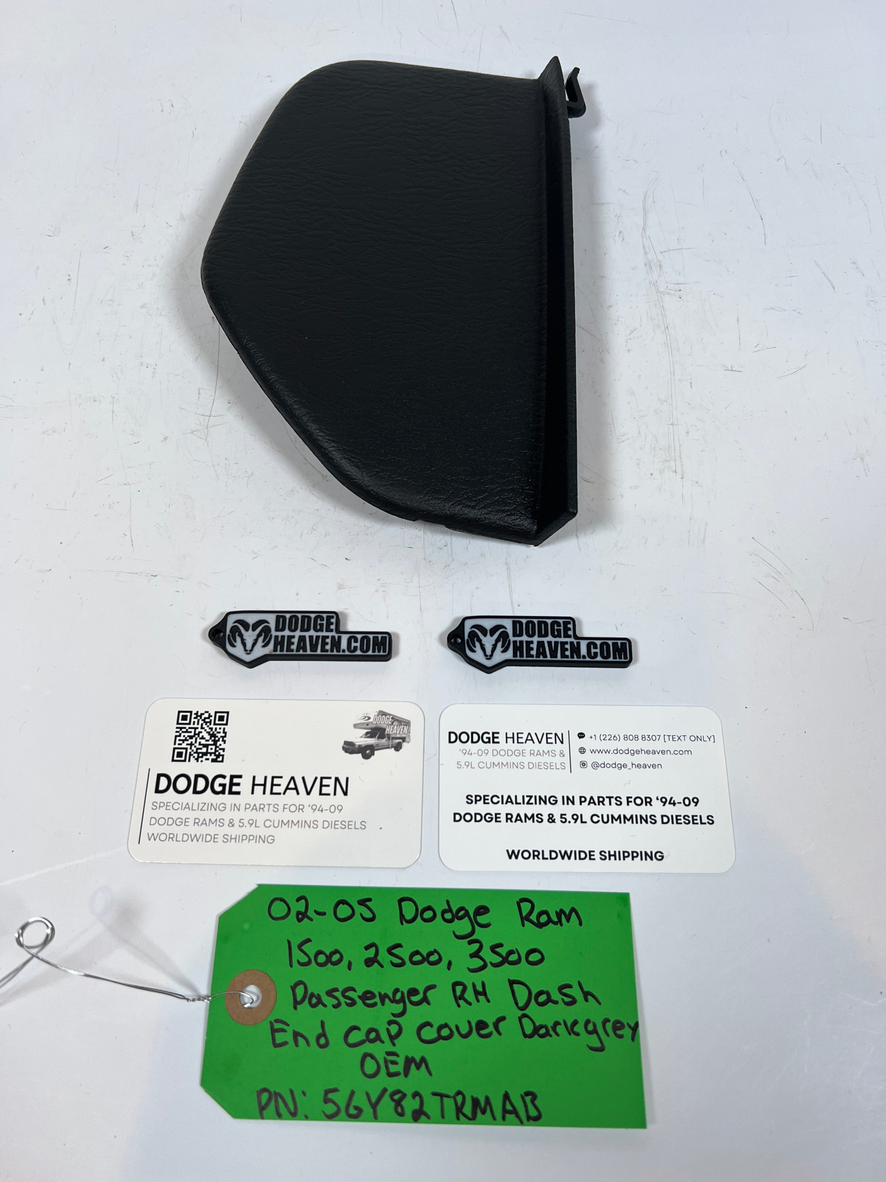 2002-2005 Dodge Ram 1500-3500 Passenger Dash End Cap Cover Dark Grey