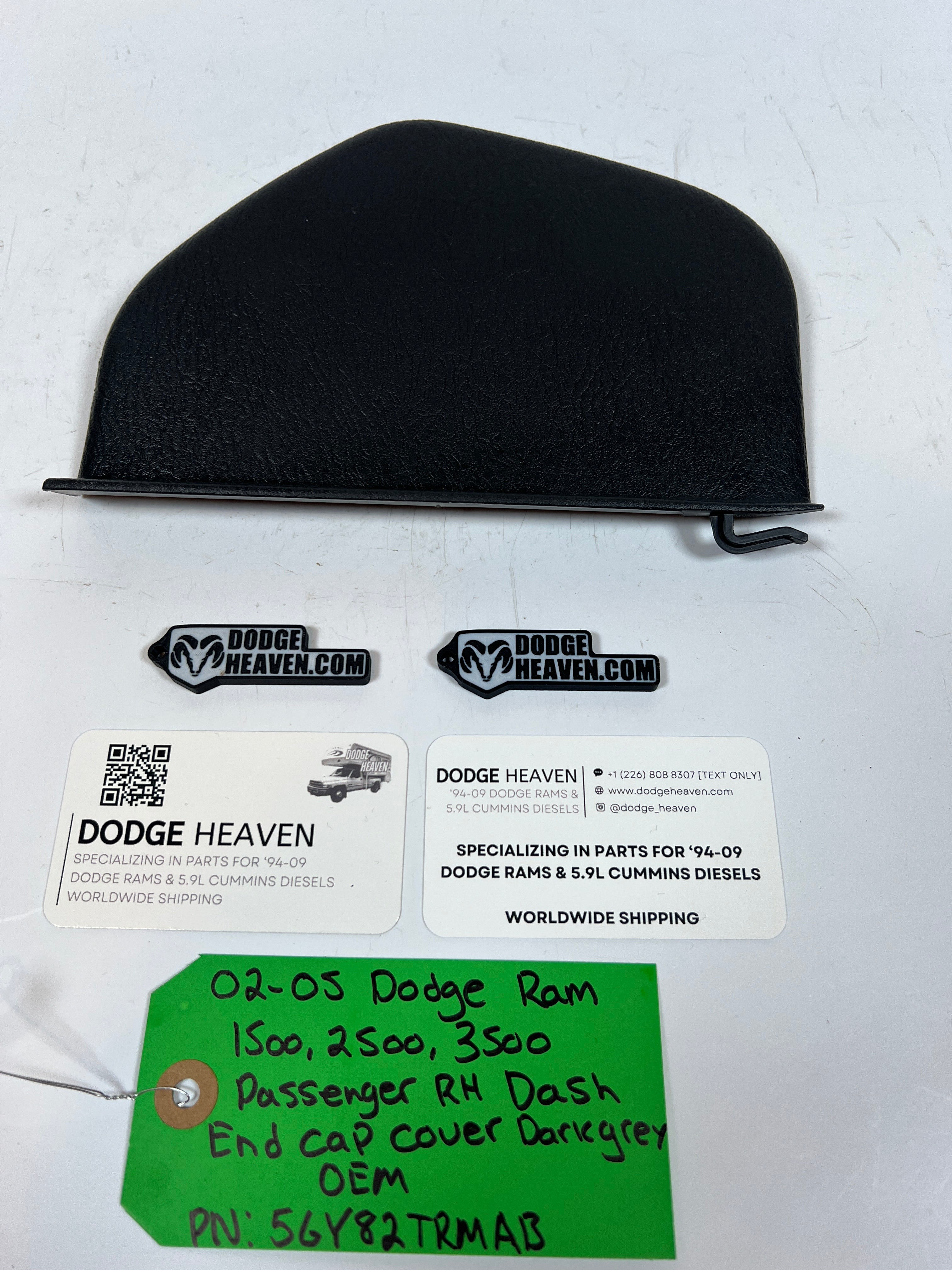 2002-2005 Dodge Ram 1500-3500 Passenger Dash End Cap Cover Dark Grey