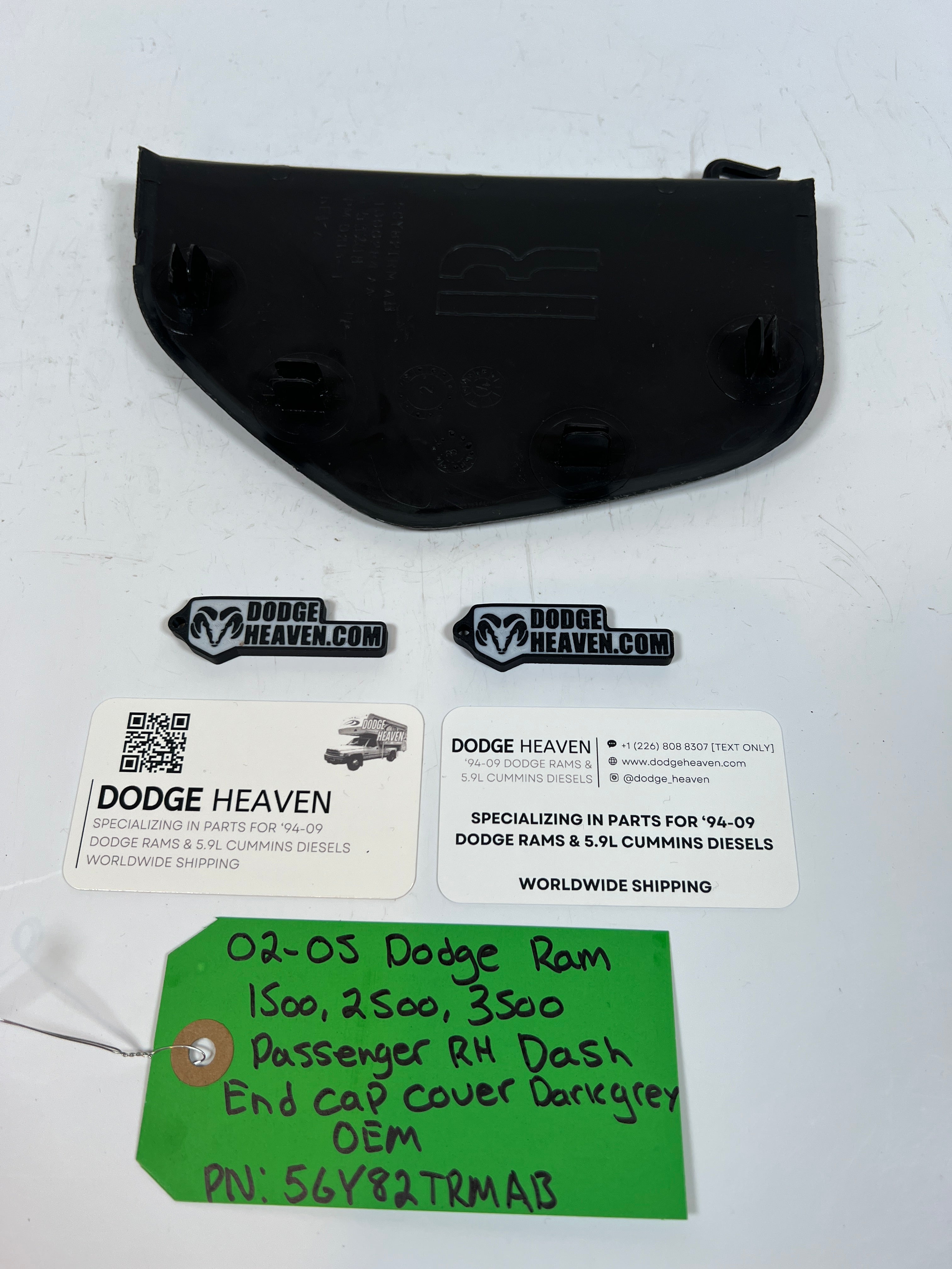 2002-2005 Dodge Ram 1500-3500 Passenger Dash End Cap Cover Dark Grey
