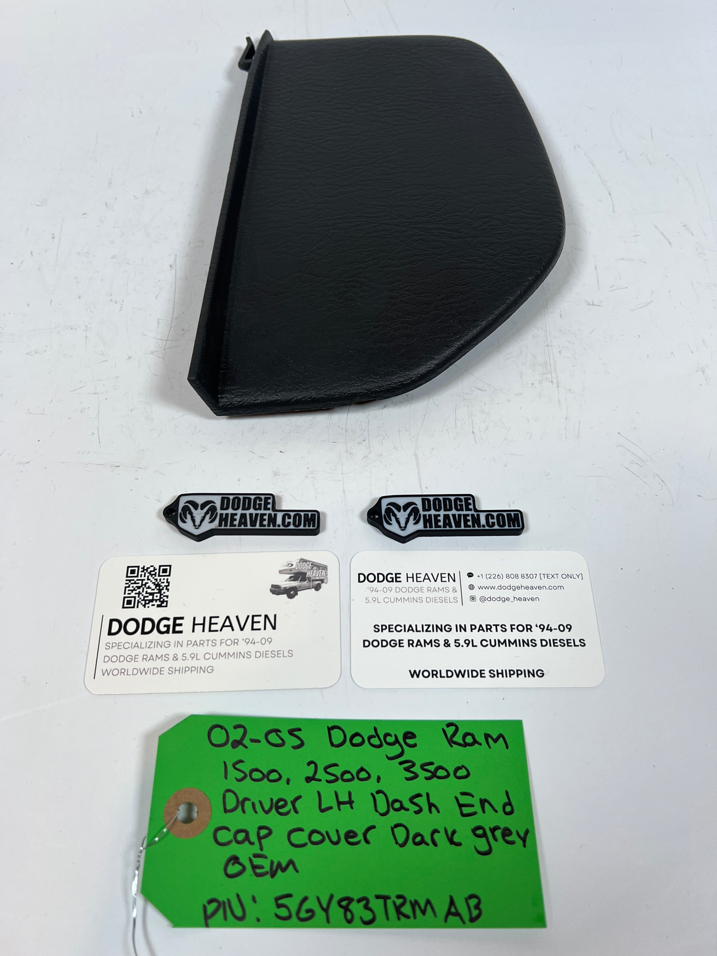 2002-2005 Dodge Ram 1500-3500 Driver Side Dash End Cap Cover Dark Grey