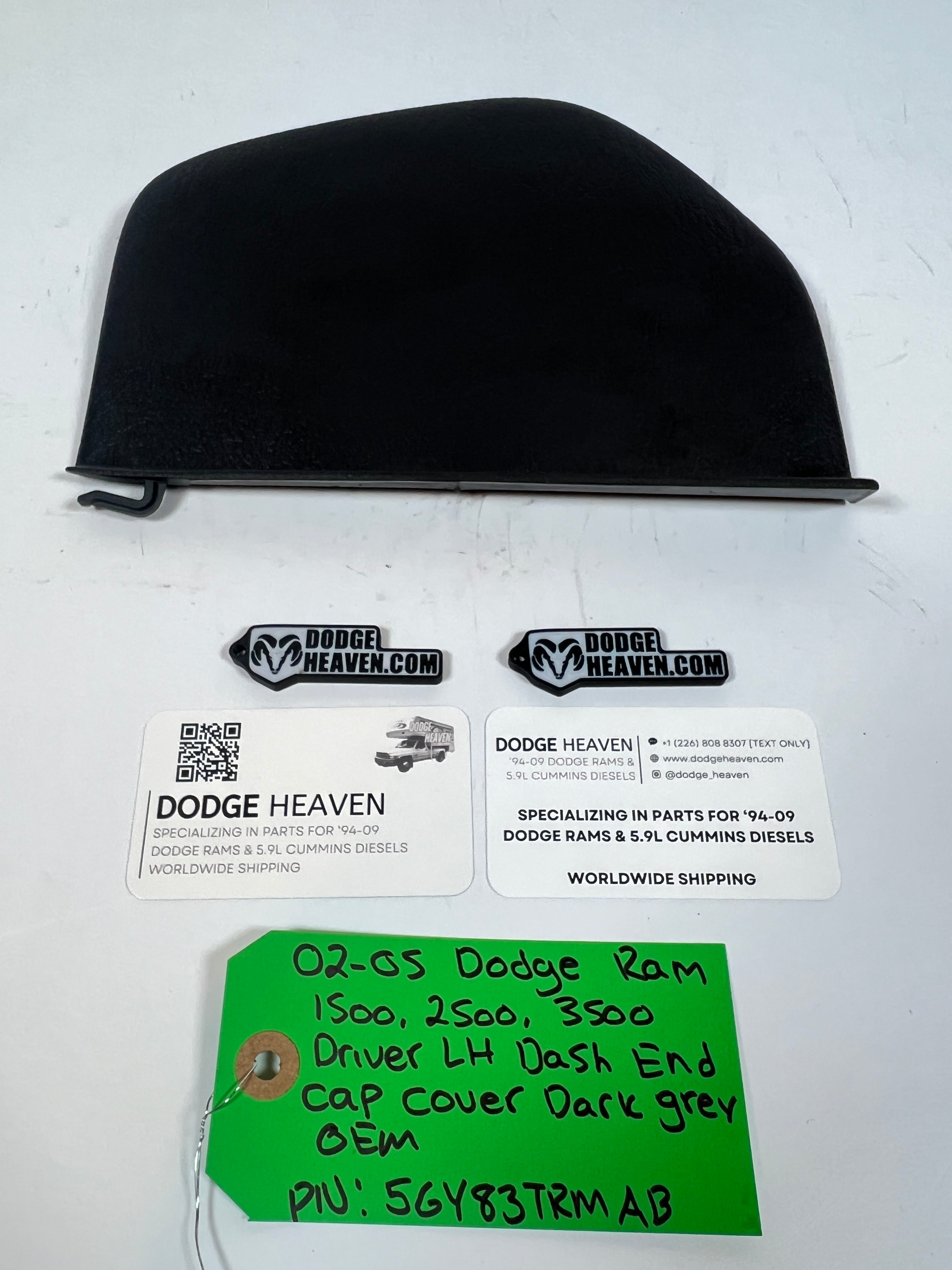 2002-2005 Dodge Ram 1500-3500 Driver Side Dash End Cap Cover Dark Grey