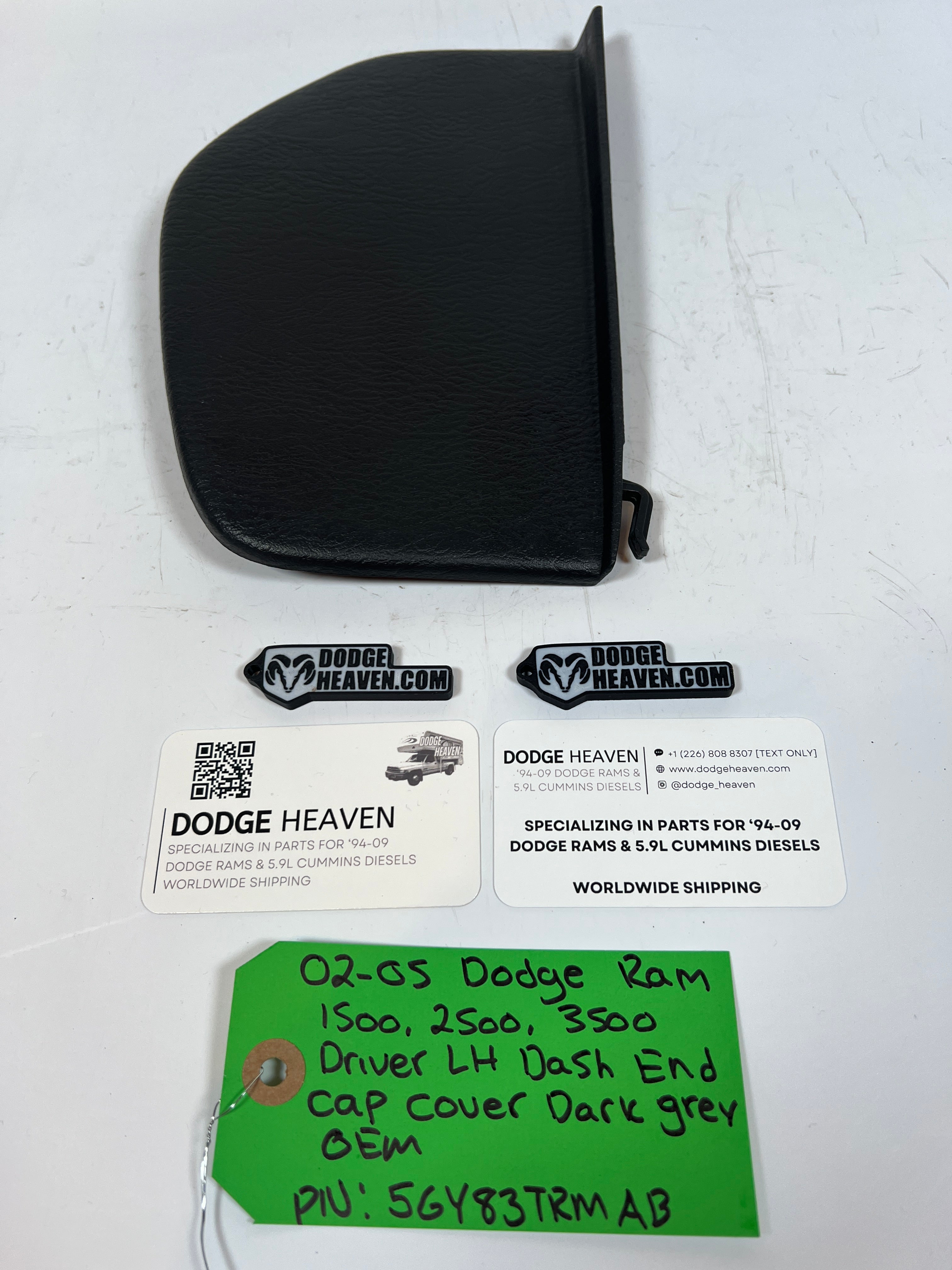 2002-2005 Dodge Ram 1500-3500 Driver Side Dash End Cap Cover Dark Grey