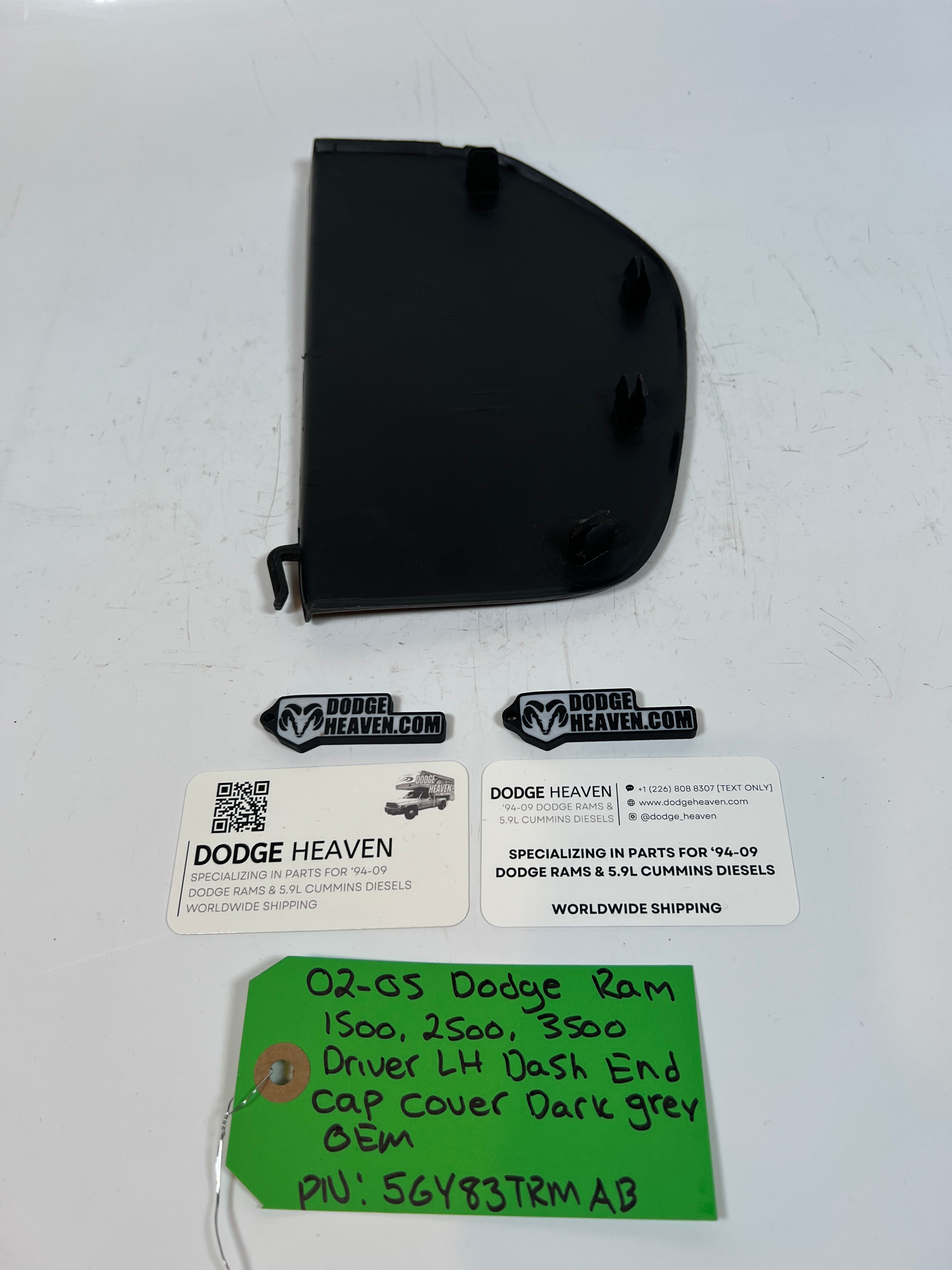 2002-2005 Dodge Ram 1500-3500 Driver Side Dash End Cap Cover Dark Grey