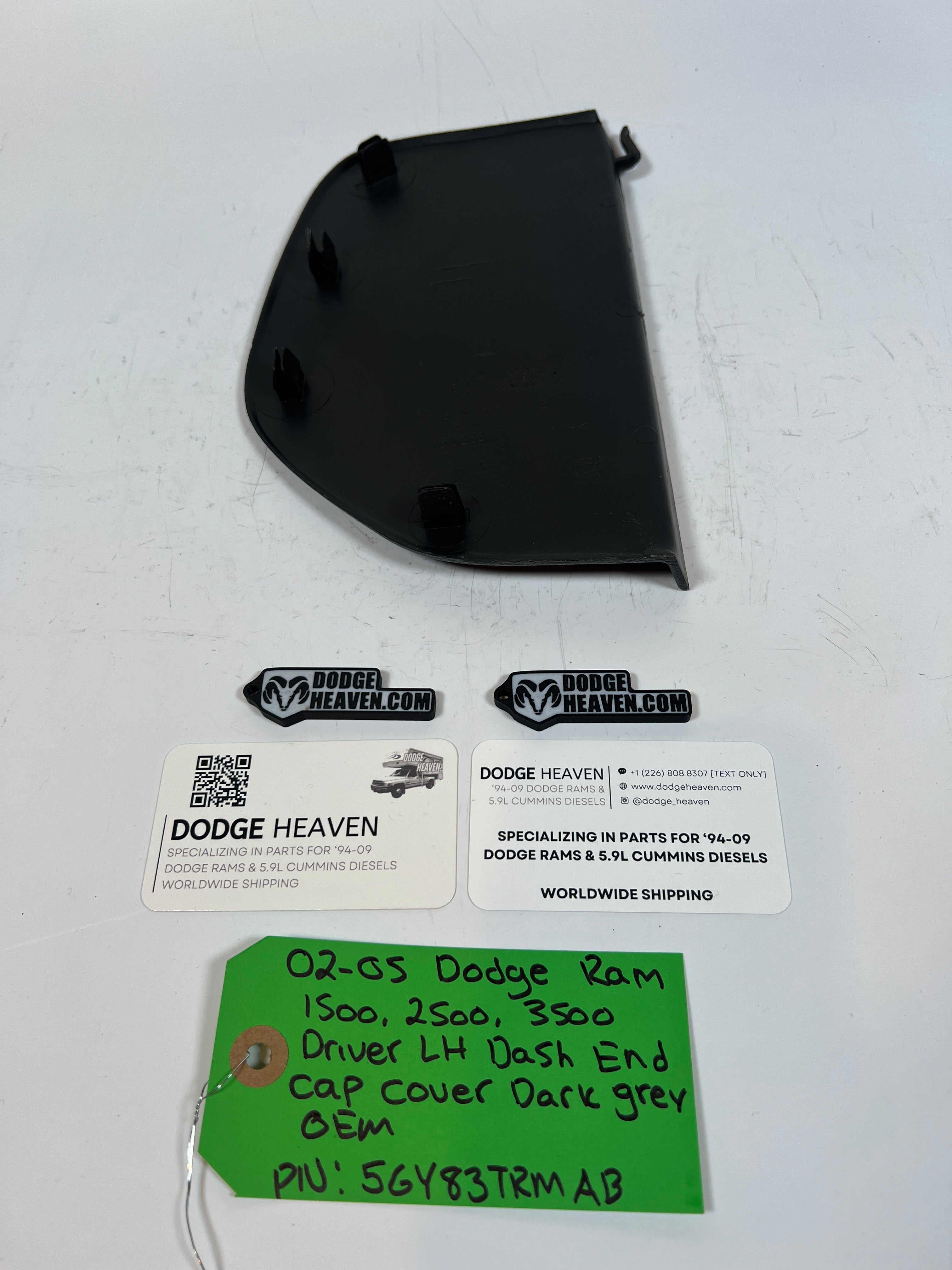 2002-2005 Dodge Ram 1500-3500 Driver Side Dash End Cap Cover Dark Grey