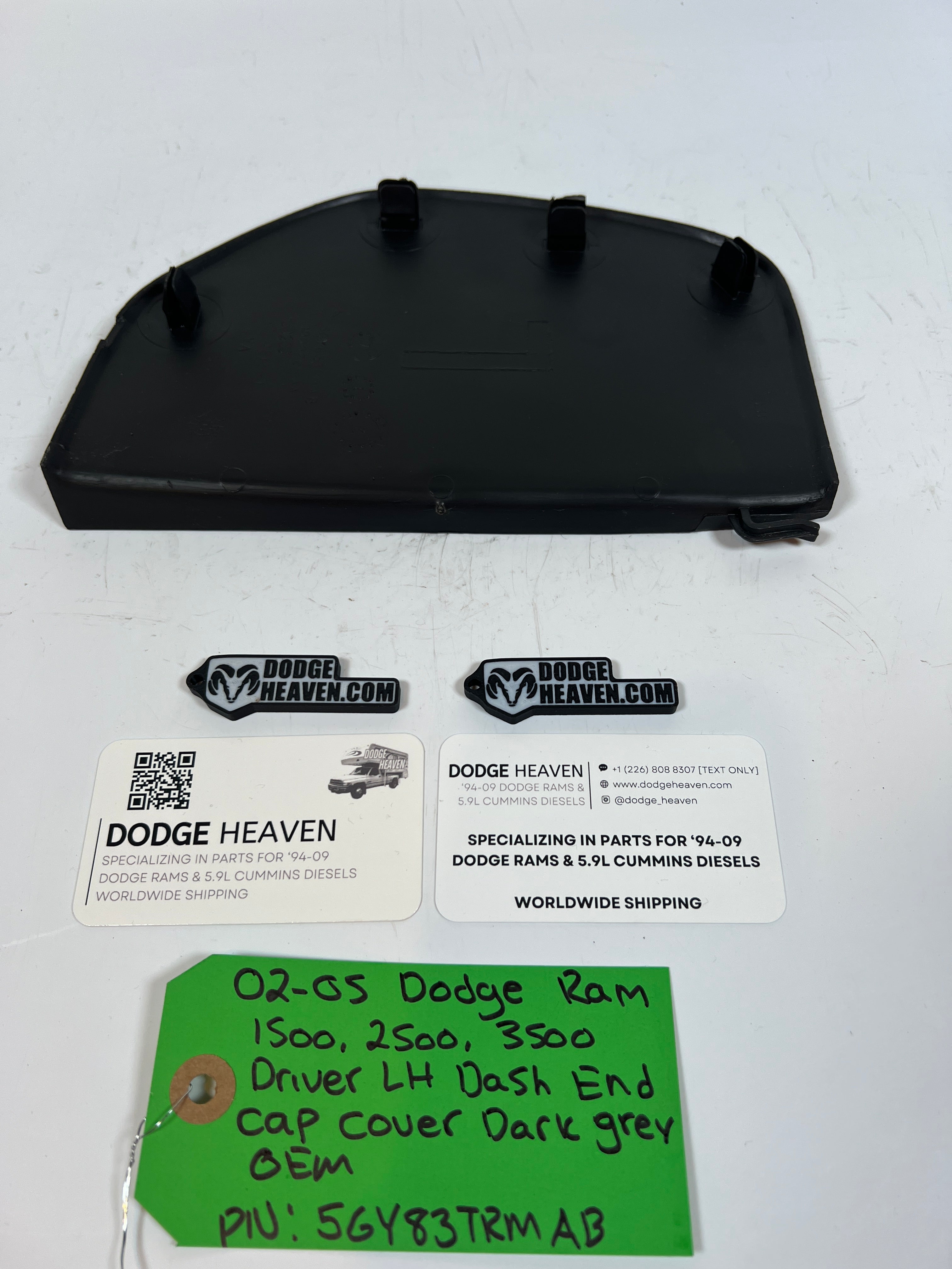 2002-2005 Dodge Ram 1500-3500 Driver Side Dash End Cap Cover Dark Grey
