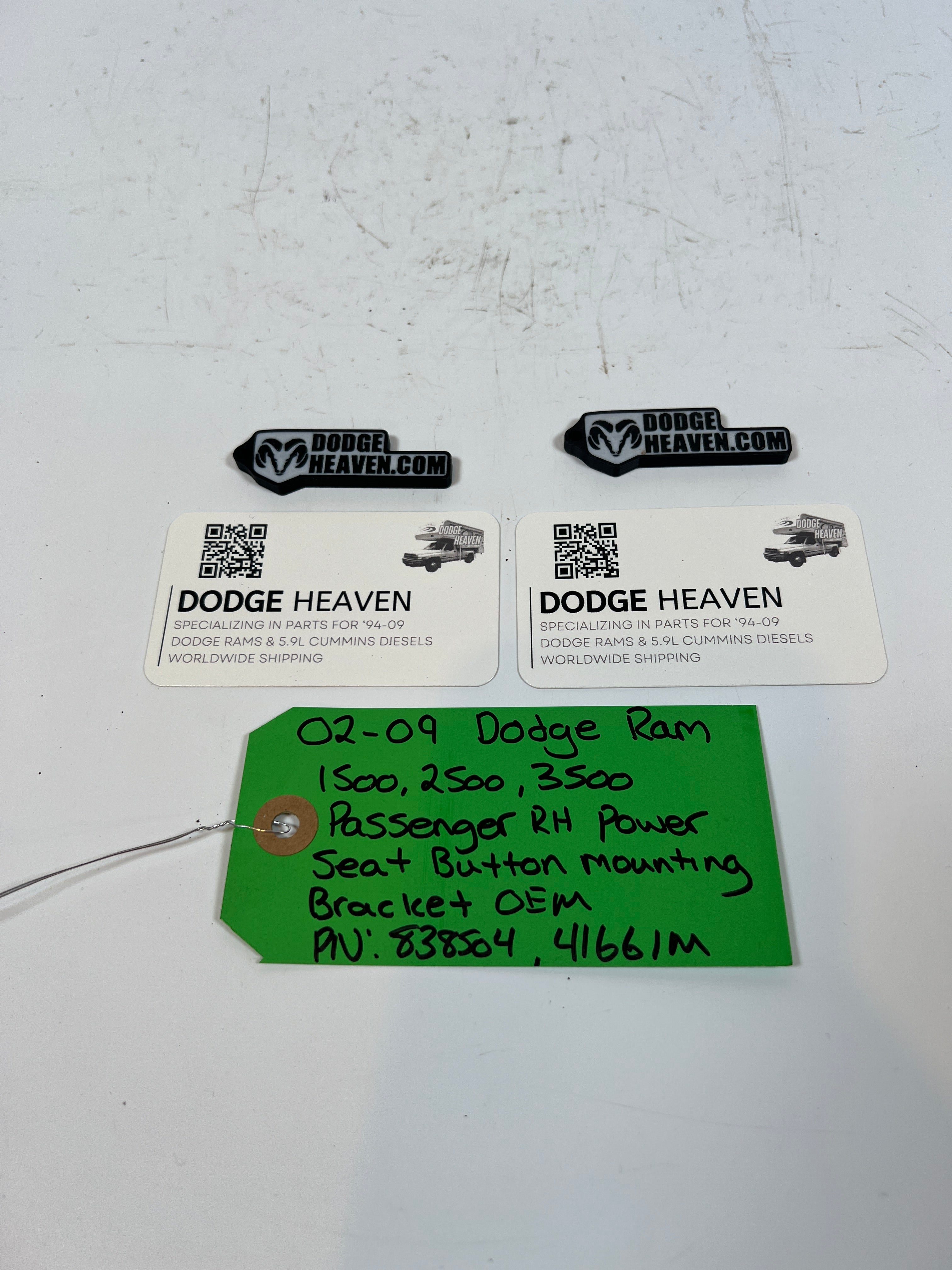 2002-2009 Dodge Ram 1500-3500 Passenger Power Seat Button Mounting Bracket