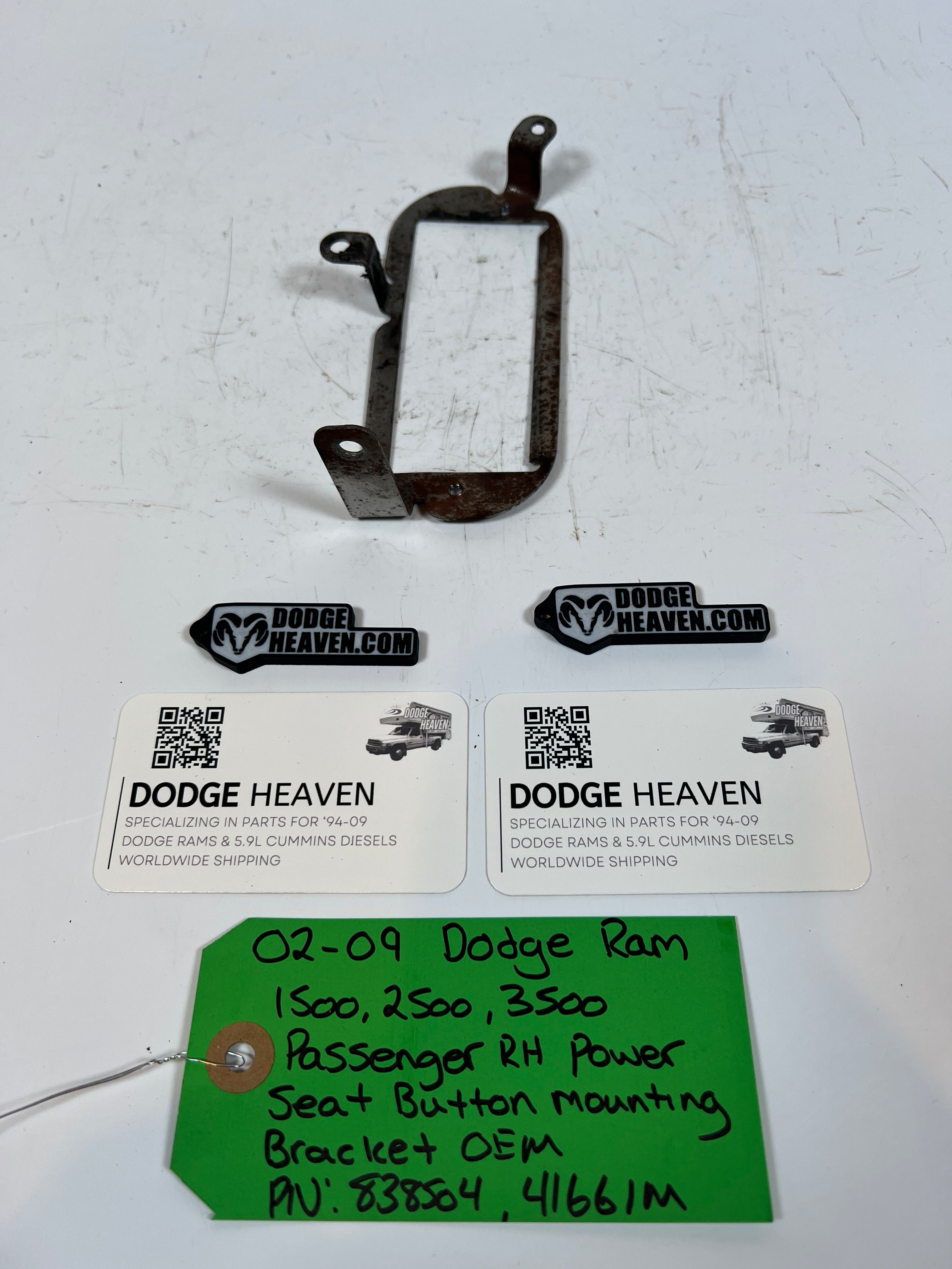 2002-2009 Dodge Ram 1500-3500 Passenger Power Seat Button Mounting Bracket