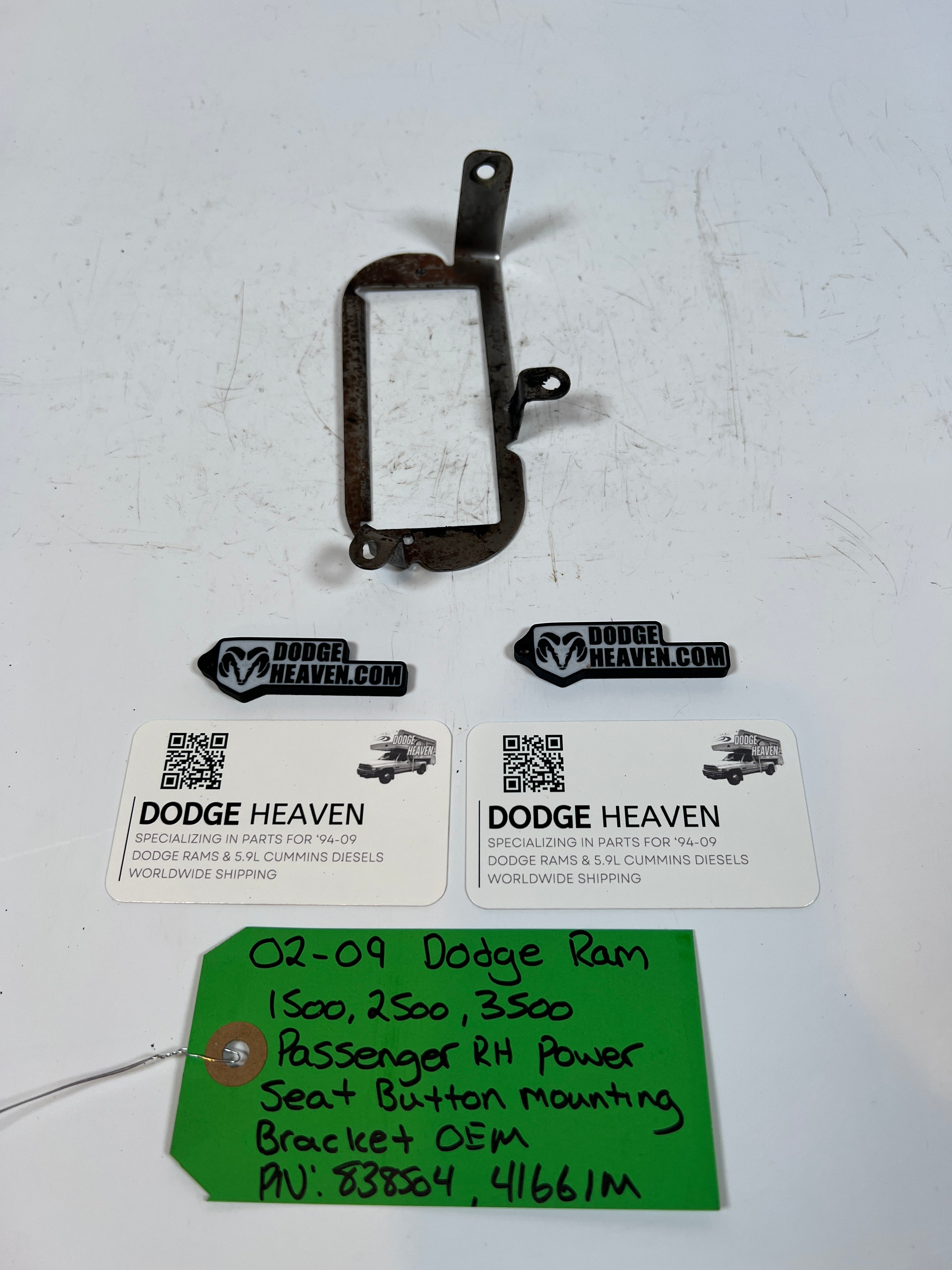 2002-2009 Dodge Ram 1500-3500 Passenger Power Seat Button Mounting Bracket