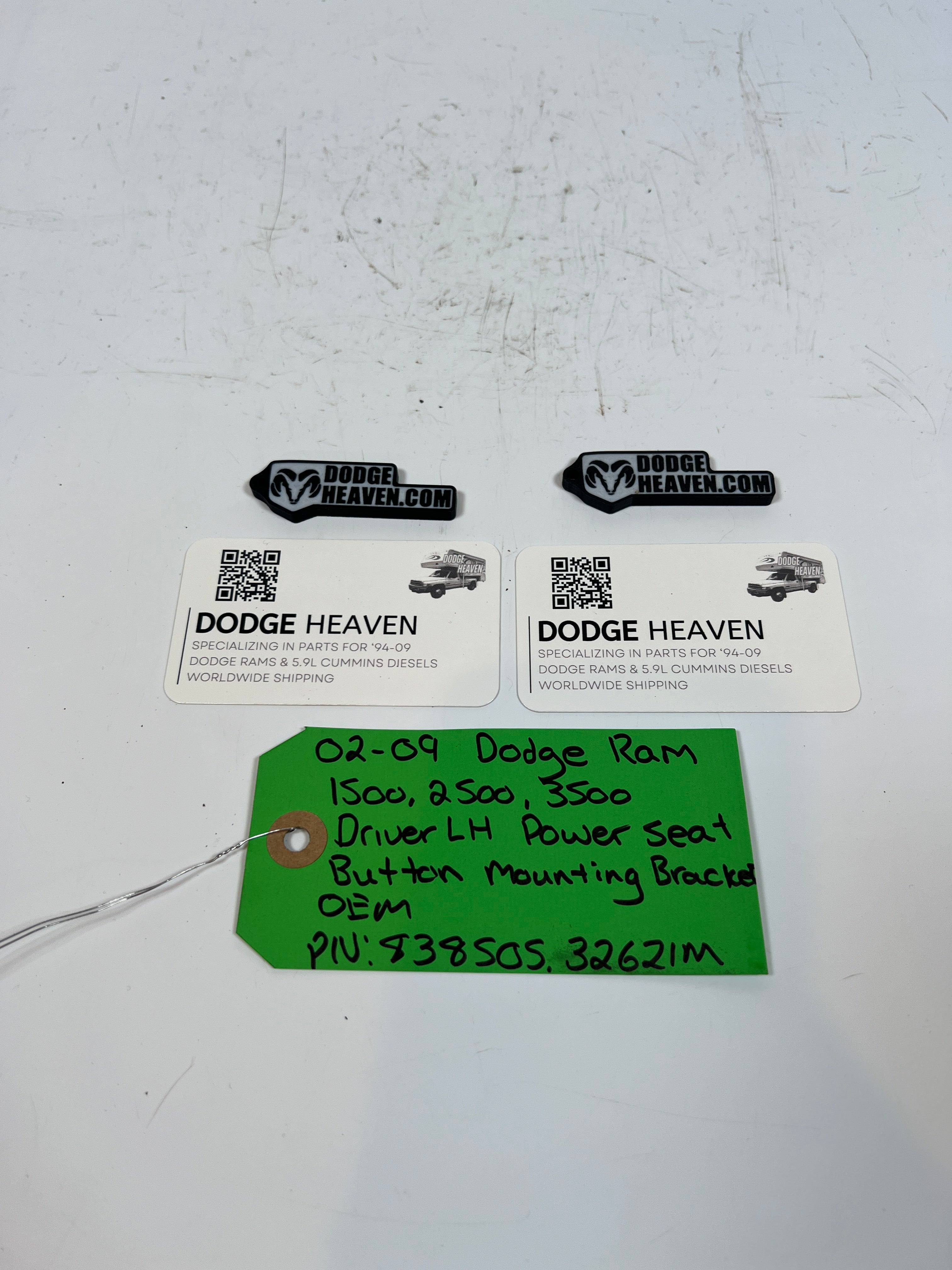 2002-2009 Dodge Ram 1500-3500 Driver LH Power Seat Button Mounting Bracket