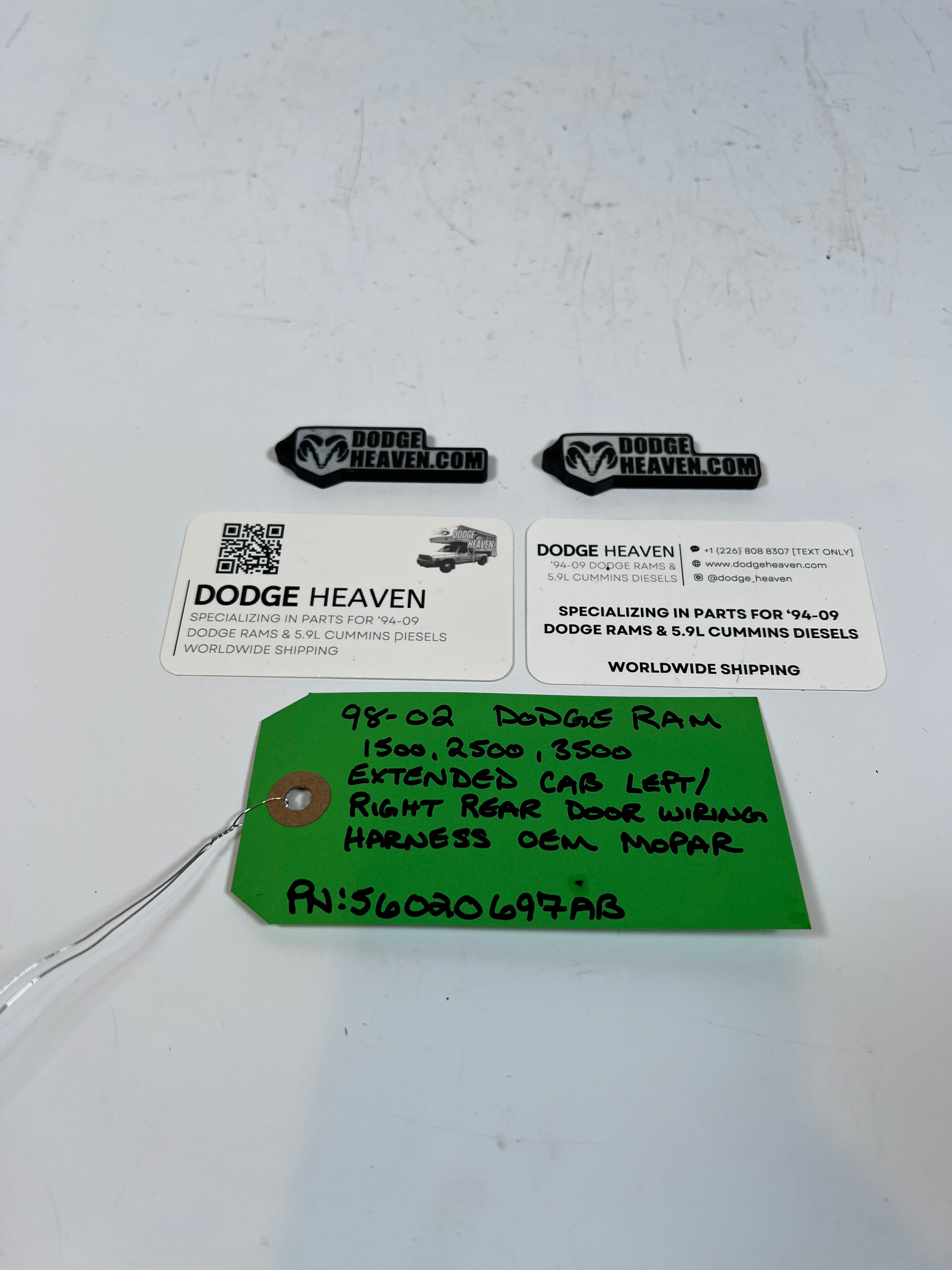 1998-2002 Dodge Ram 1500-3500 EXT Cab Rear Door Wiring Harness