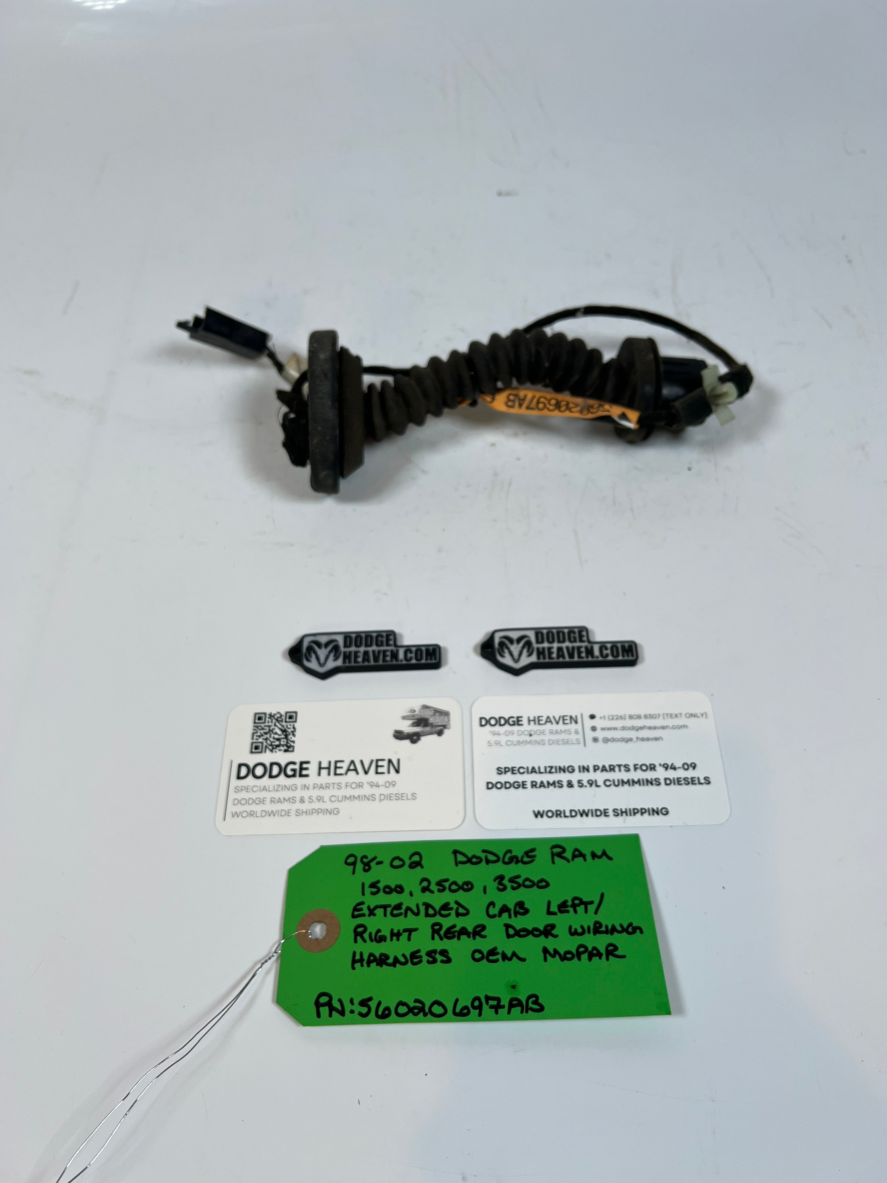1998-2002 Dodge Ram 1500-3500 EXT Cab Rear Door Wiring Harness