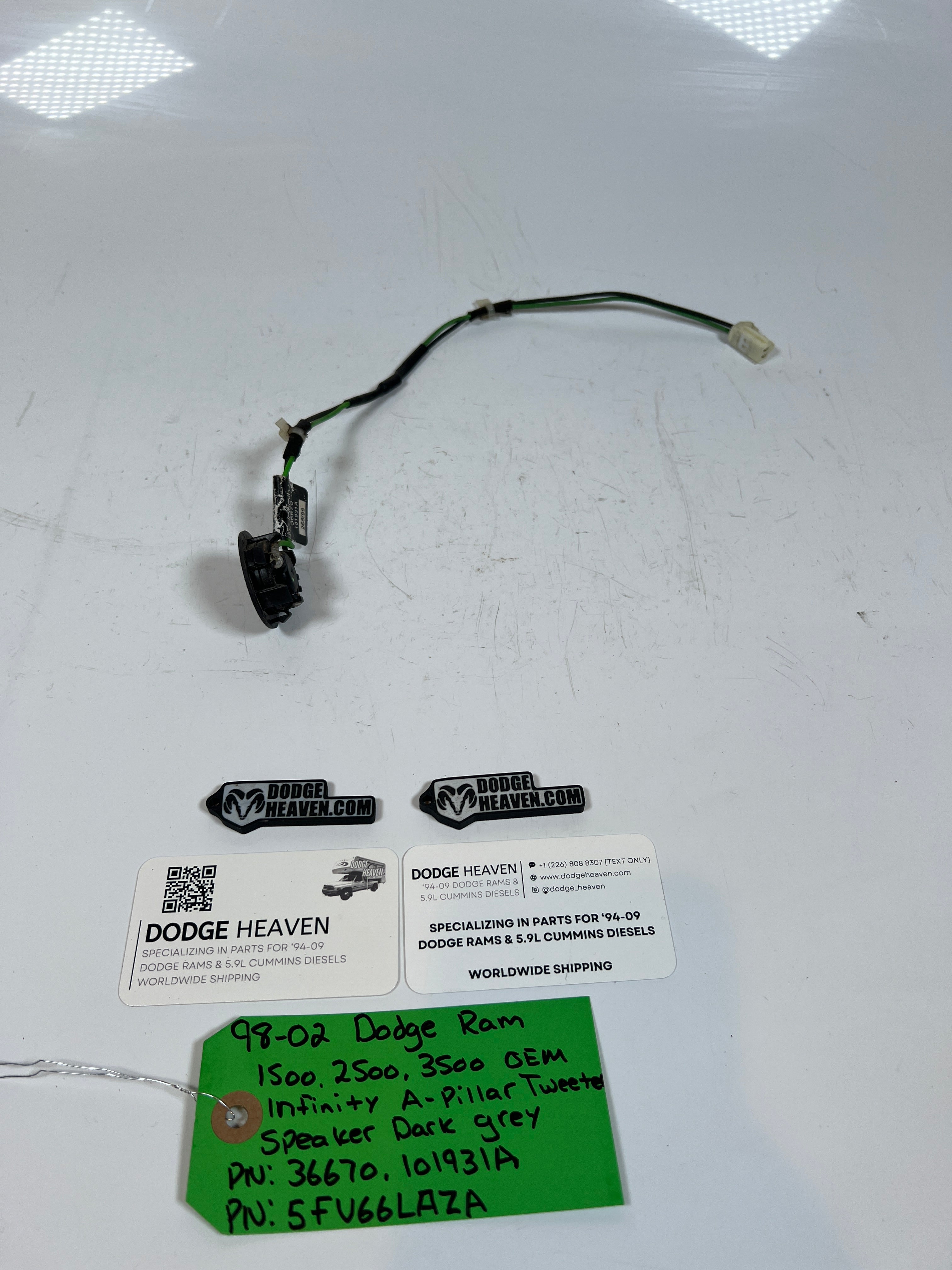1998-2002 Dodge ram 1500 2500 3500 Infinity A-Pillar Tweeter Speaker