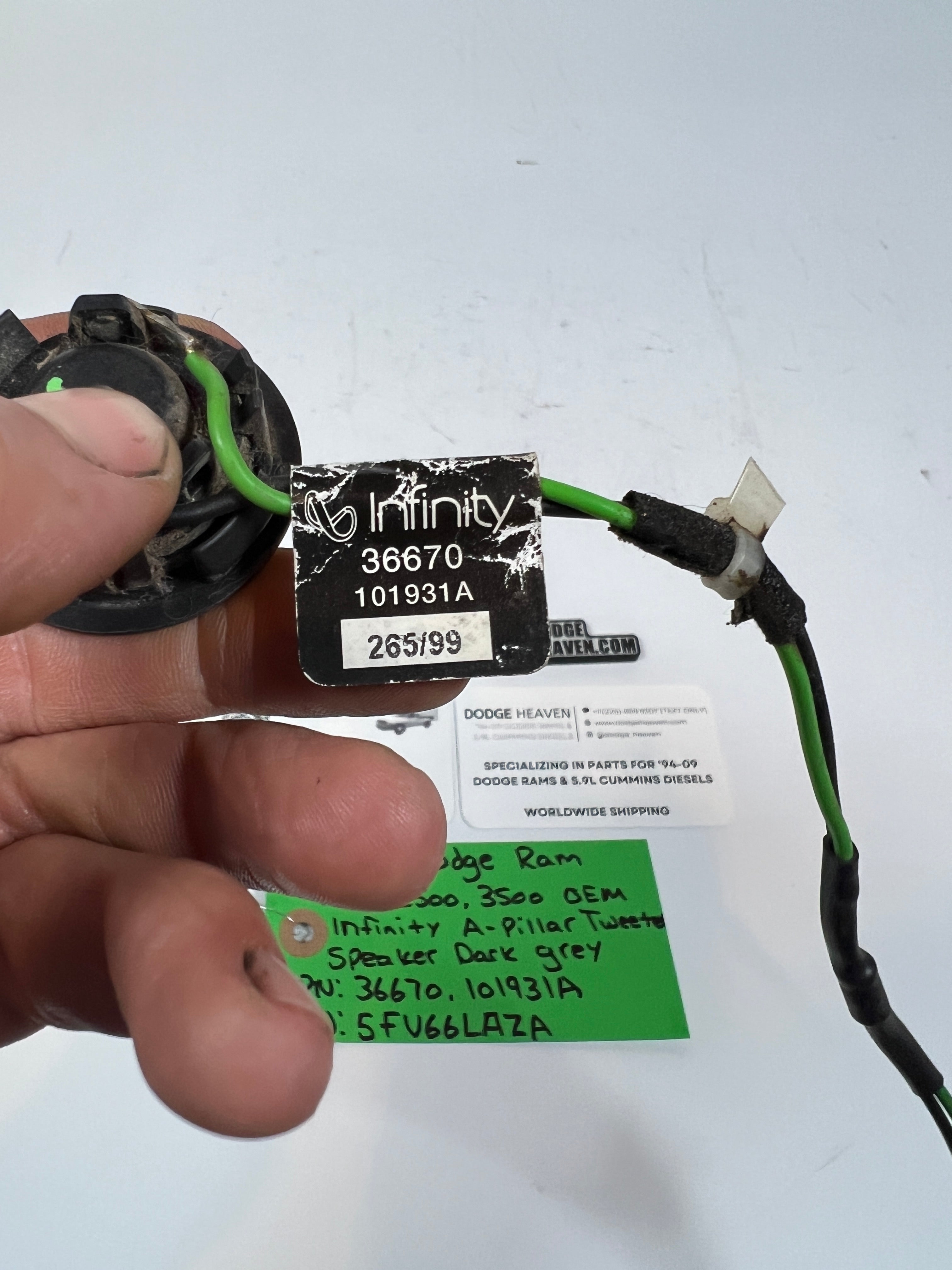 1998-2002 Dodge ram 1500 2500 3500 Infinity A-Pillar Tweeter Speaker