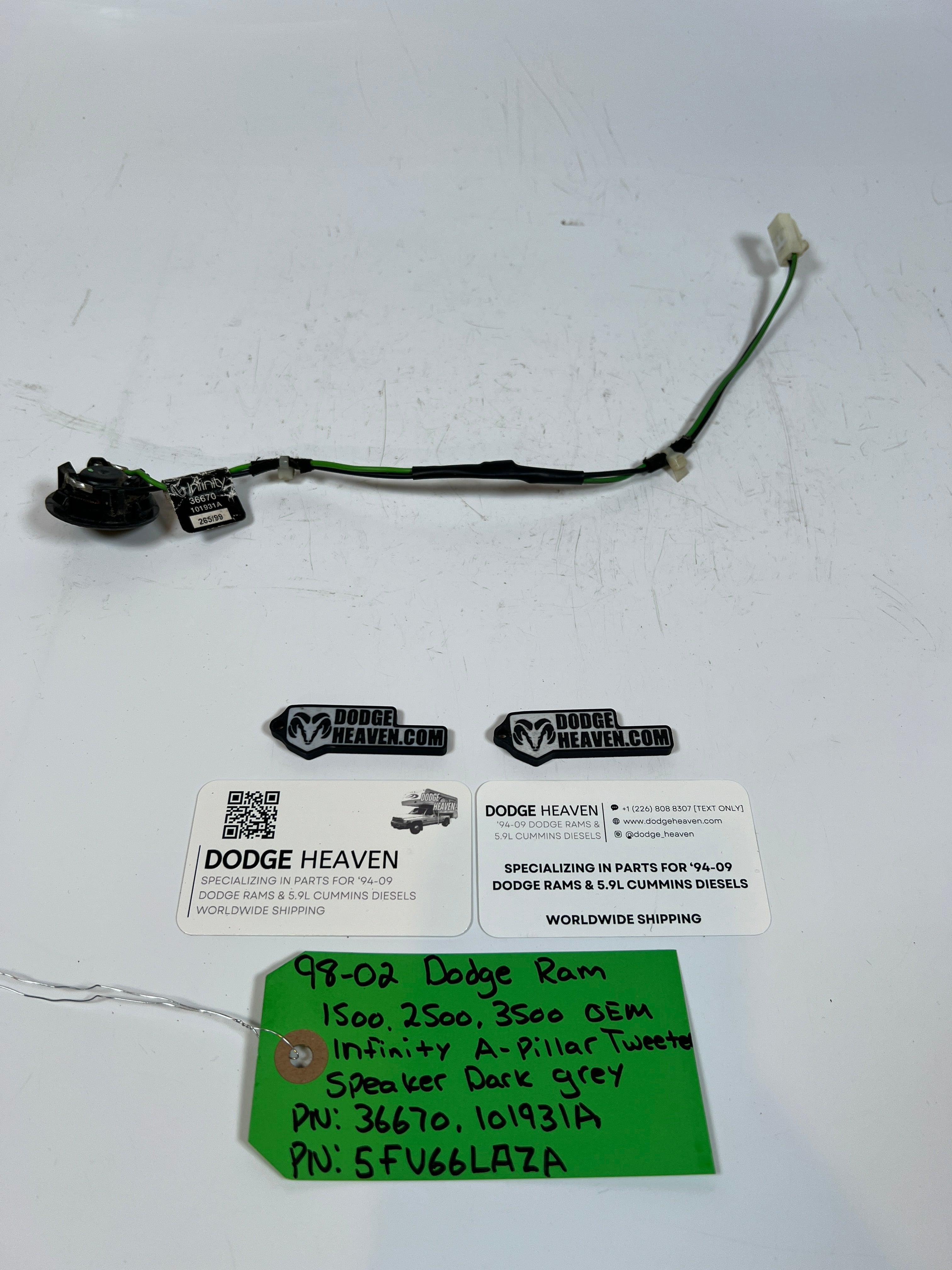 1998-2002 Dodge ram 1500 2500 3500 Infinity A-Pillar Tweeter Speaker