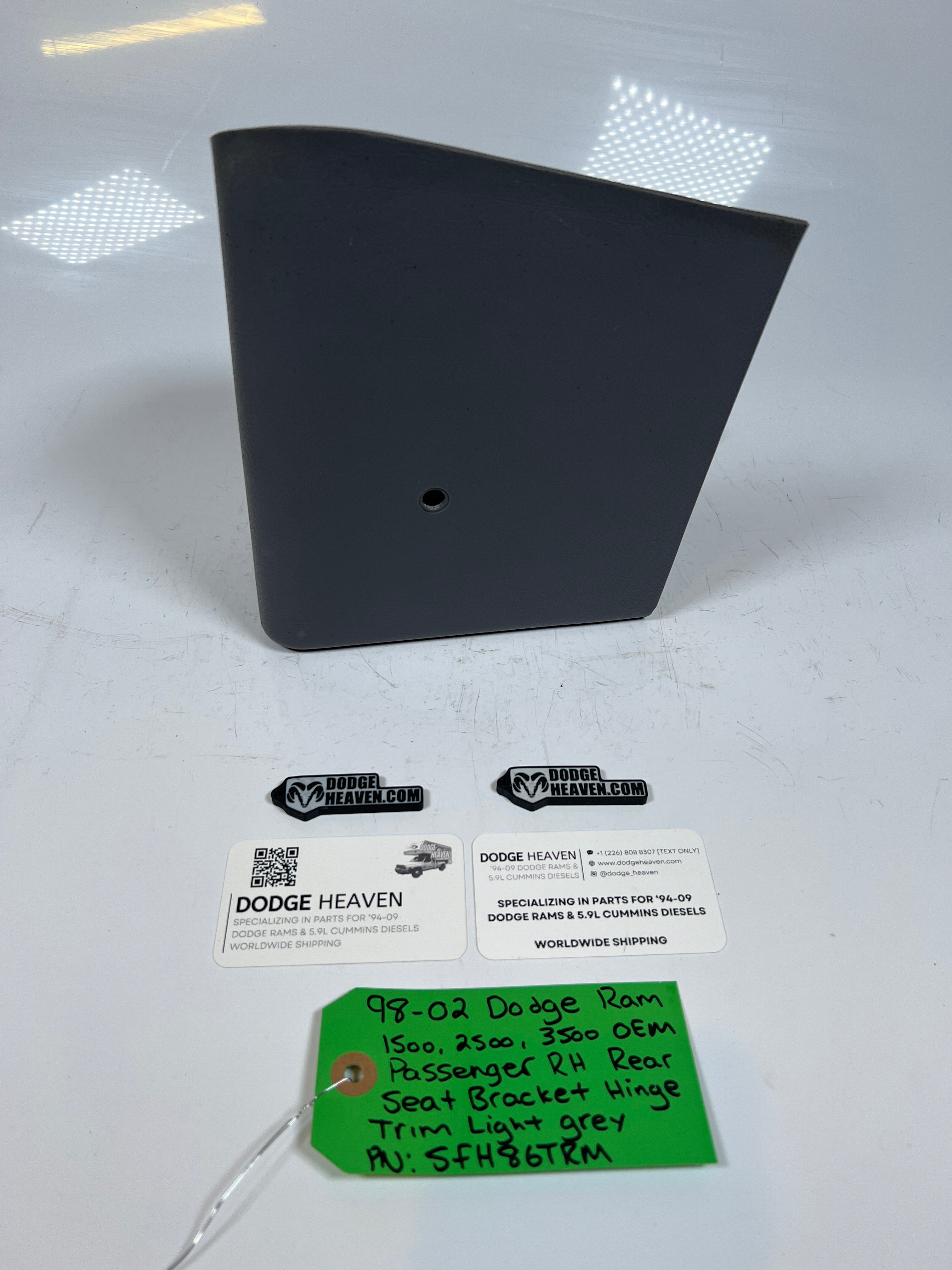 1998-2002 Dodge Ram 1500 2500 3500 Passenger RH Rear Seat Bracket Hinge Trim Light Grey