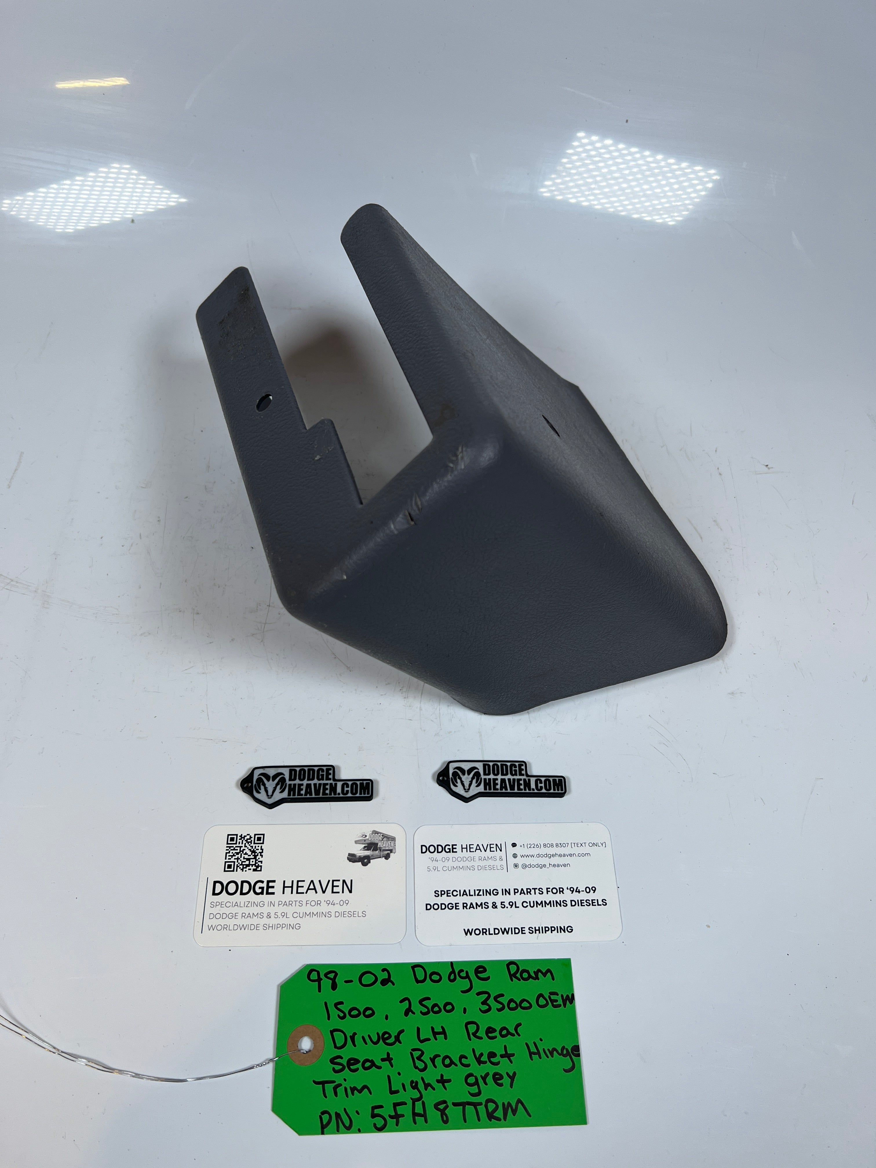 1998-2002 Dodge Ram 1500-3500 Driver Rear Seat Bracket Hinge Trim Light Grey