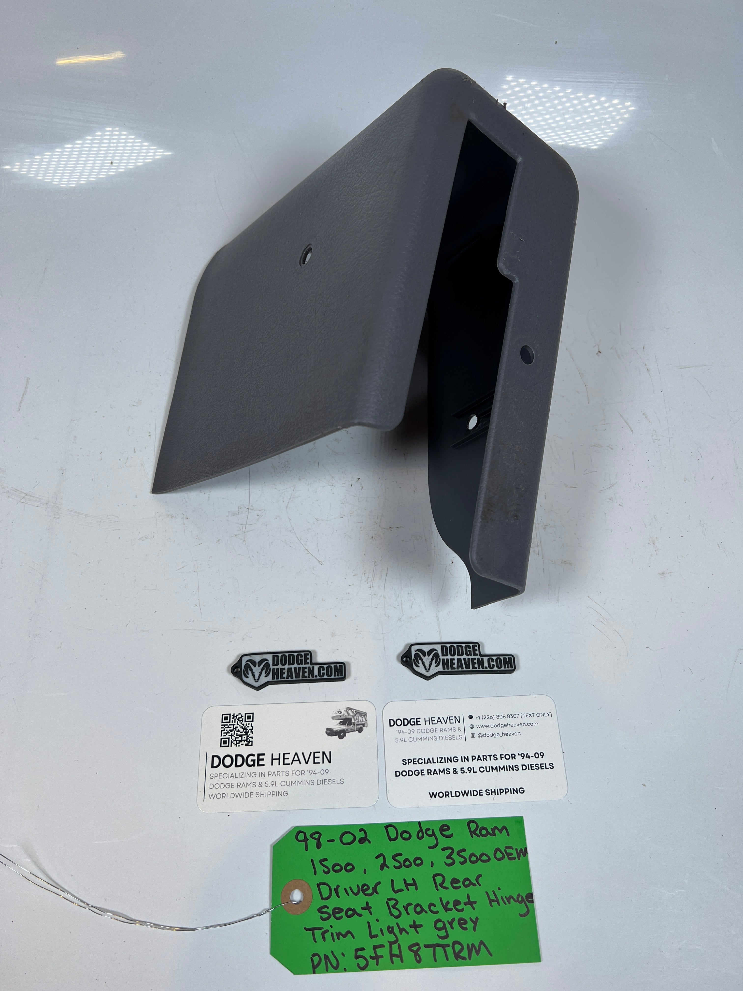 1998-2002 Dodge Ram 1500-3500 Driver Rear Seat Bracket Hinge Trim Light Grey