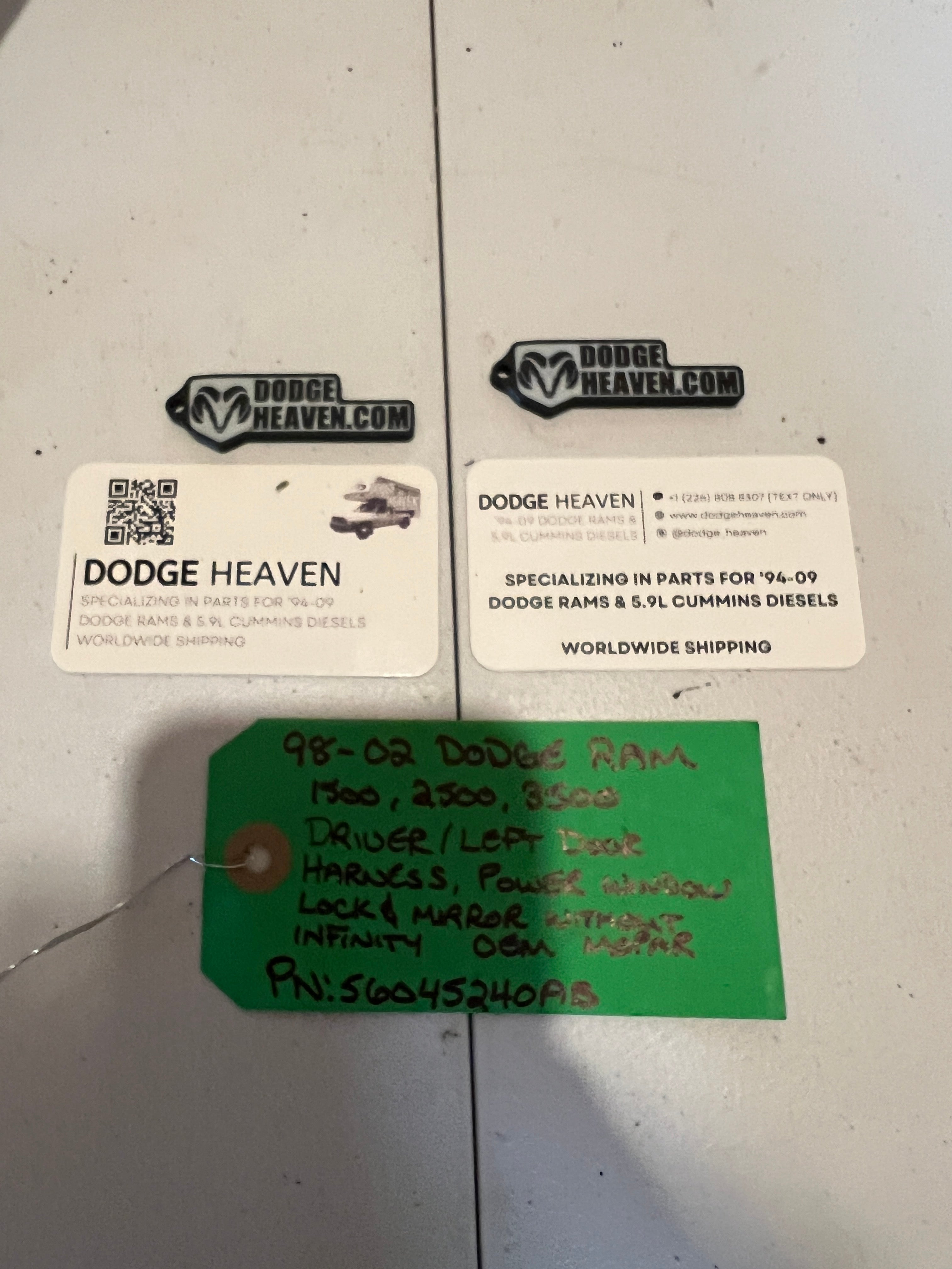 1999-2002 Dodge Ram 1500-3500 Drivers Door Harness