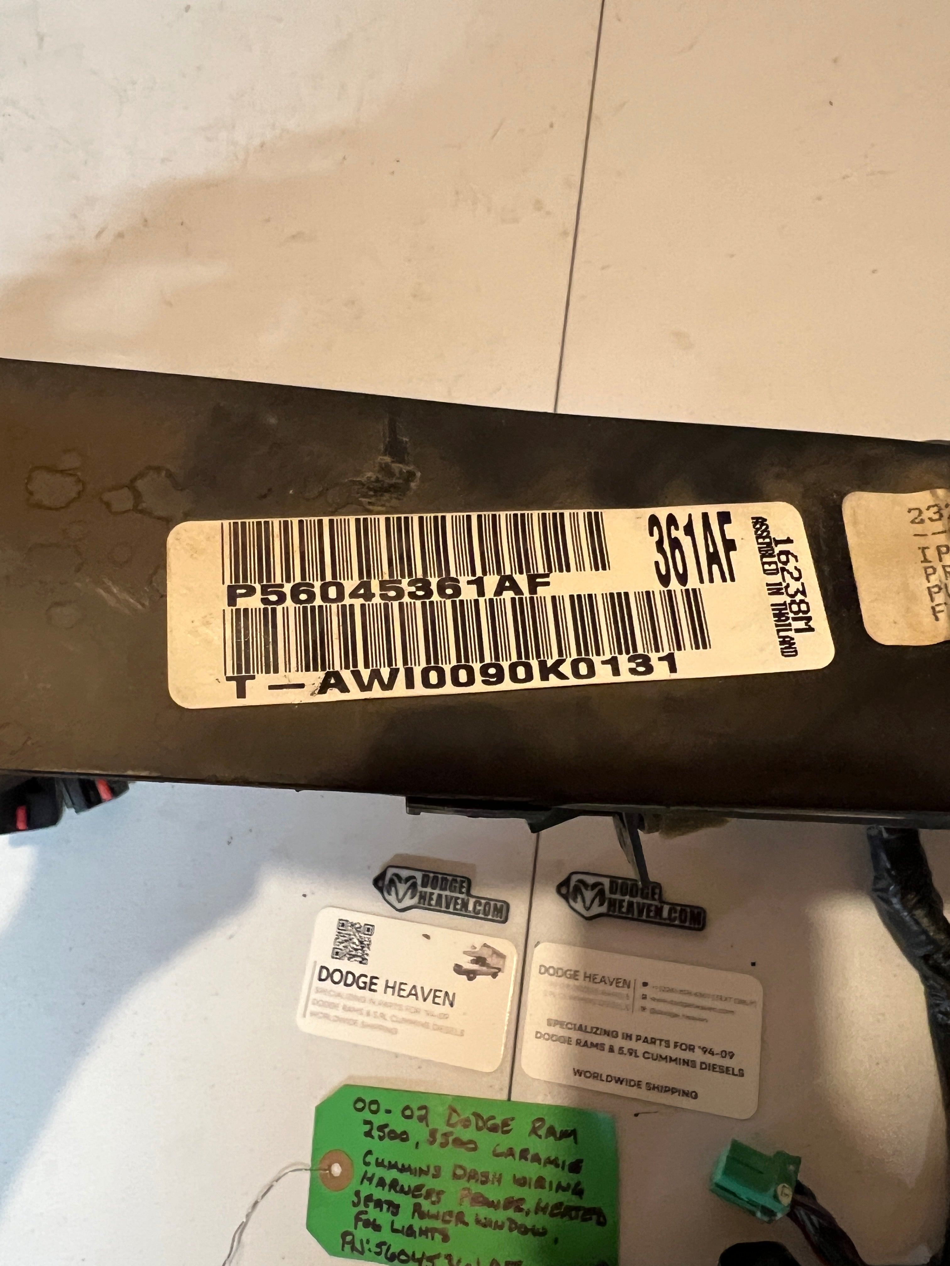 2000-2002 Dodge Ram 2500 3500 Laramie Dash Wiring Harness