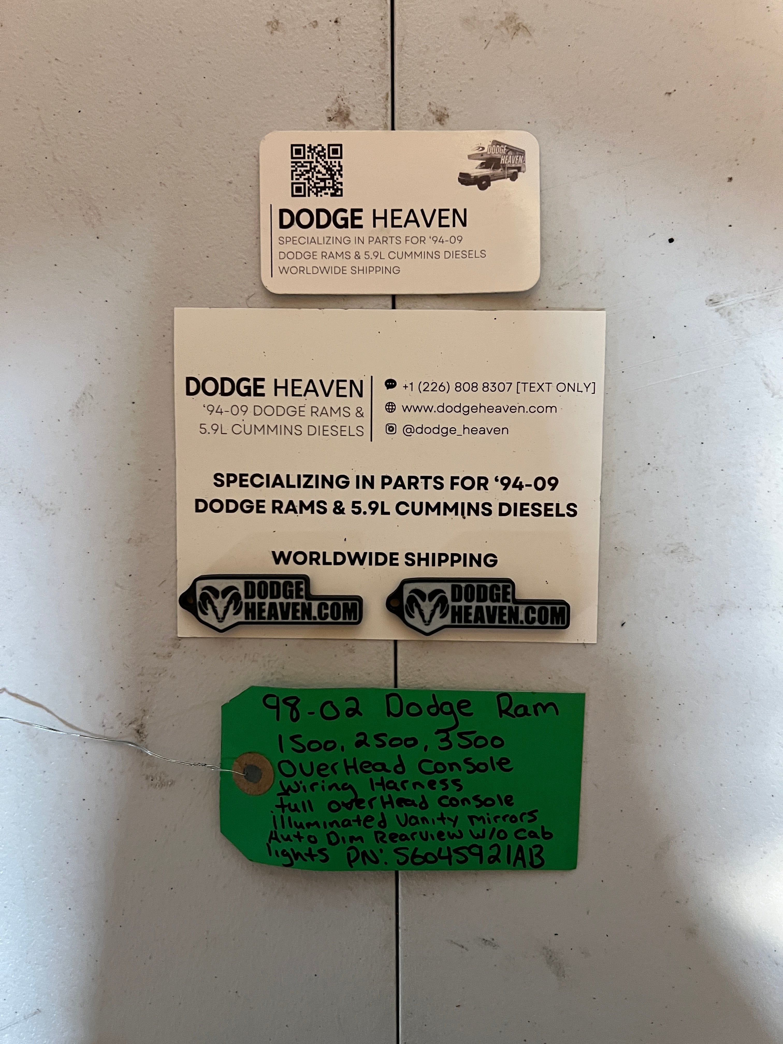 1998-2002 Dodge Ram 1500-3500 Overhead Console wiring harness