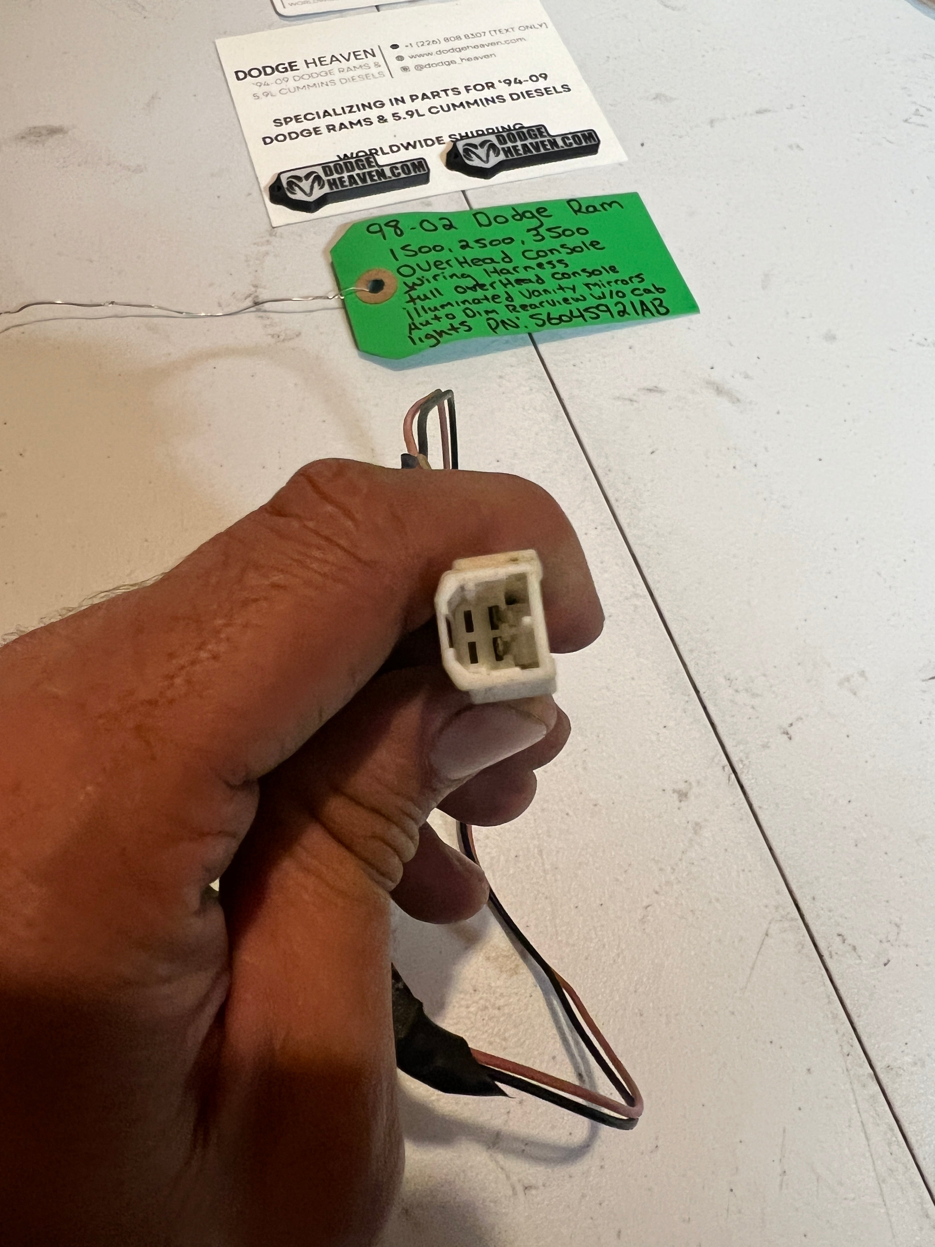 1998-2002 Dodge Ram 1500-3500 Overhead Console wiring harness