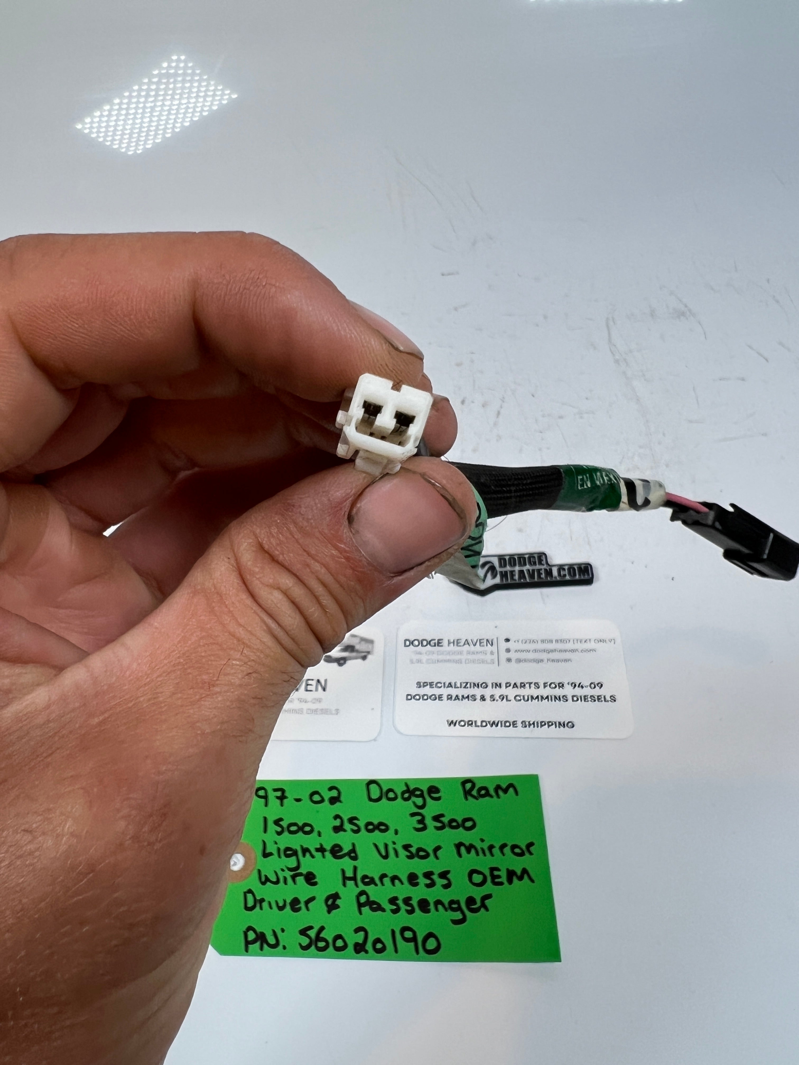 1997-2002 Dodge Ram 1500-3500 Lighted Visor Mirror Wire Harness