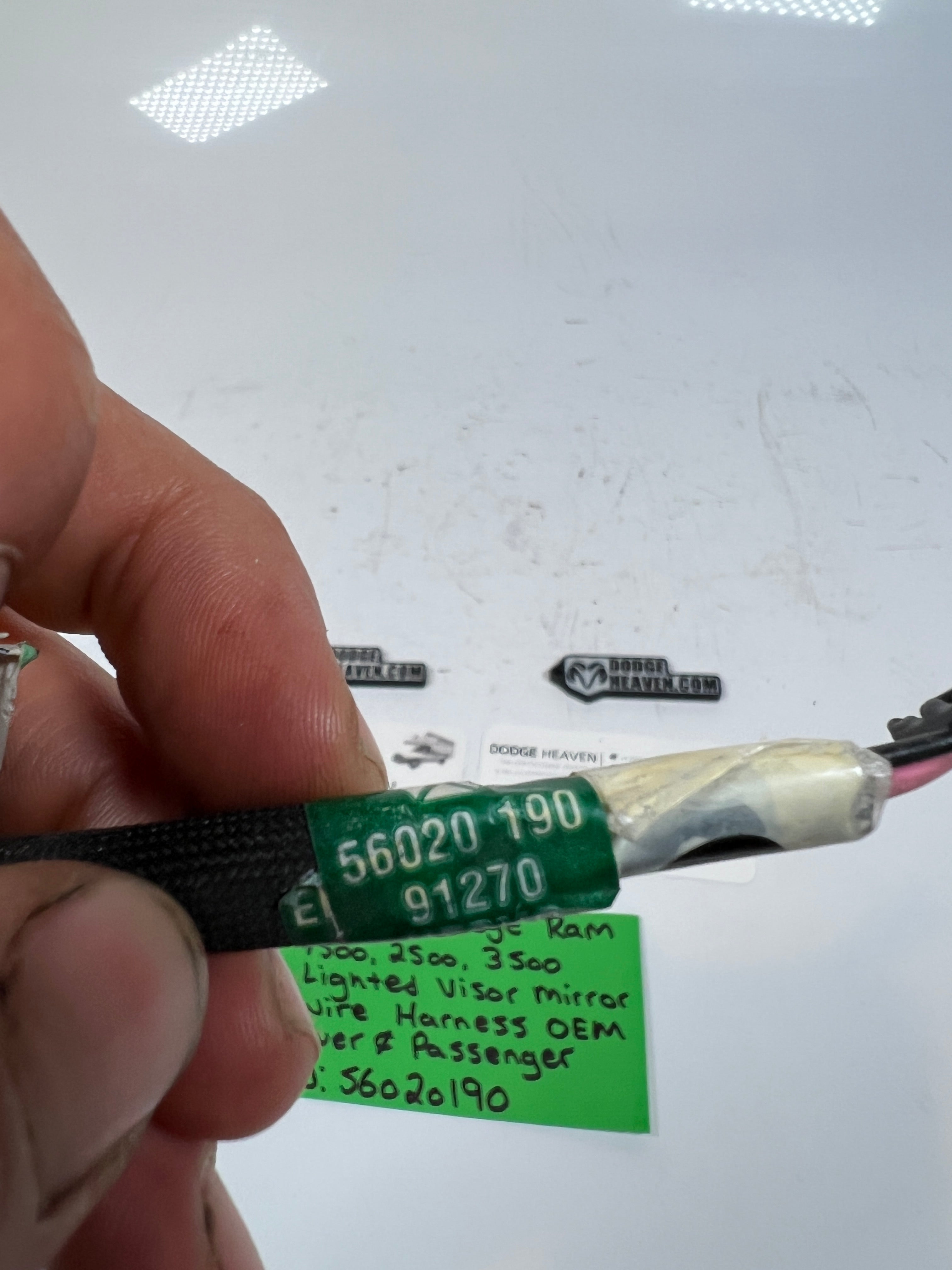 1997-2002 Dodge Ram 1500-3500 Lighted Visor Mirror Wire Harness