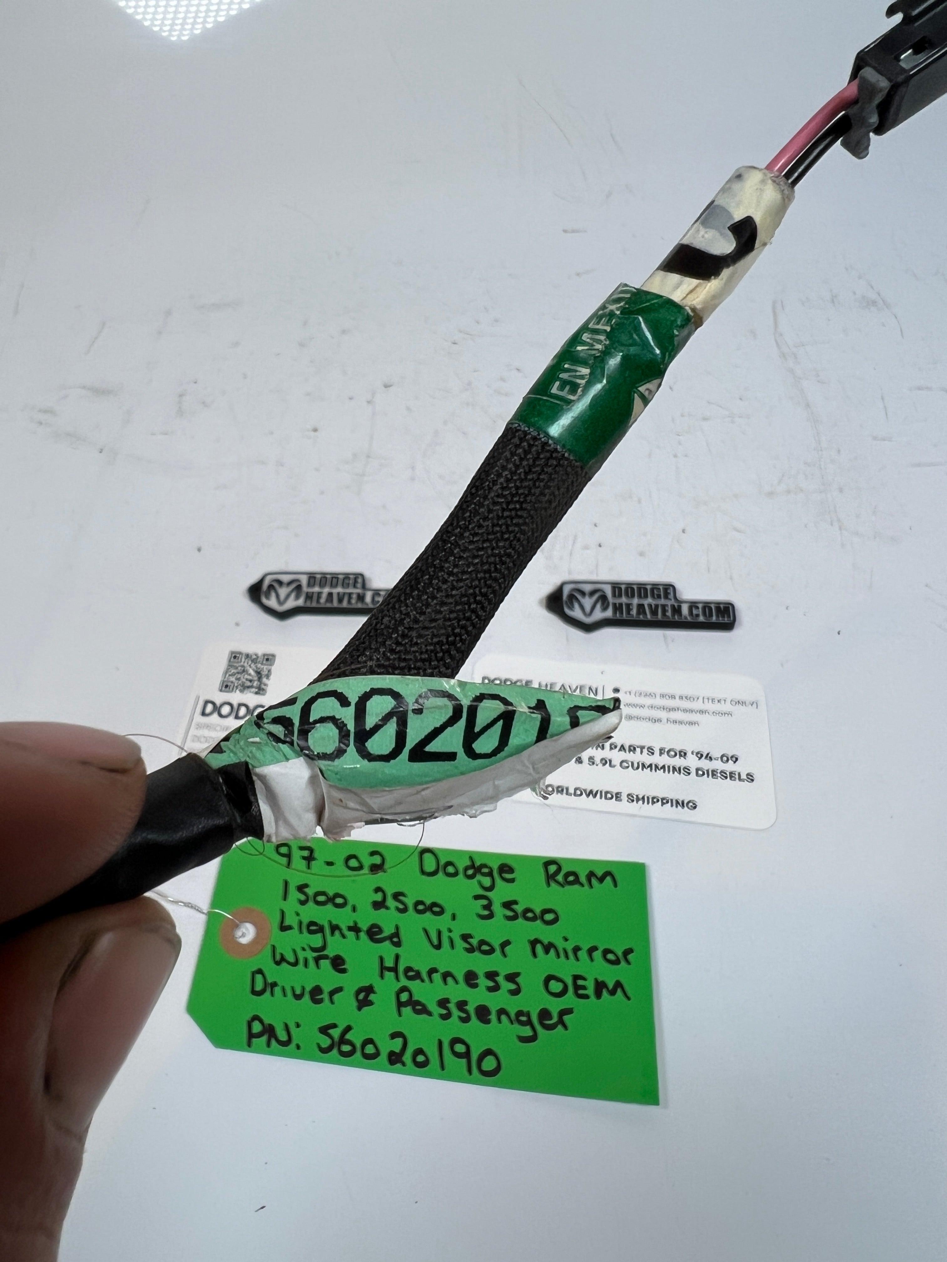 1997-2002 Dodge Ram 1500-3500 Lighted Visor Mirror Wire Harness