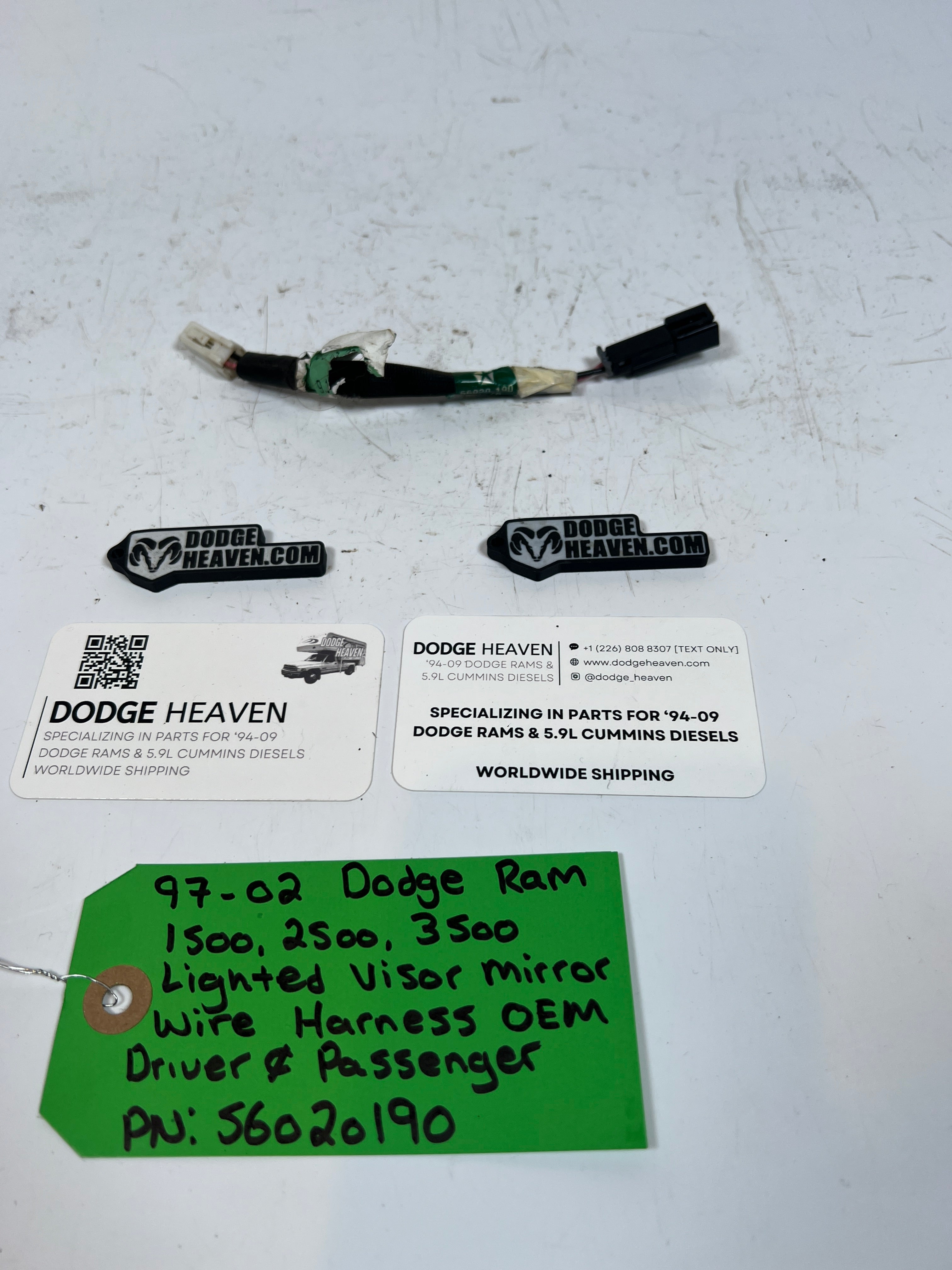 1997-2002 Dodge Ram 1500-3500 Lighted Visor Mirror Wire Harness