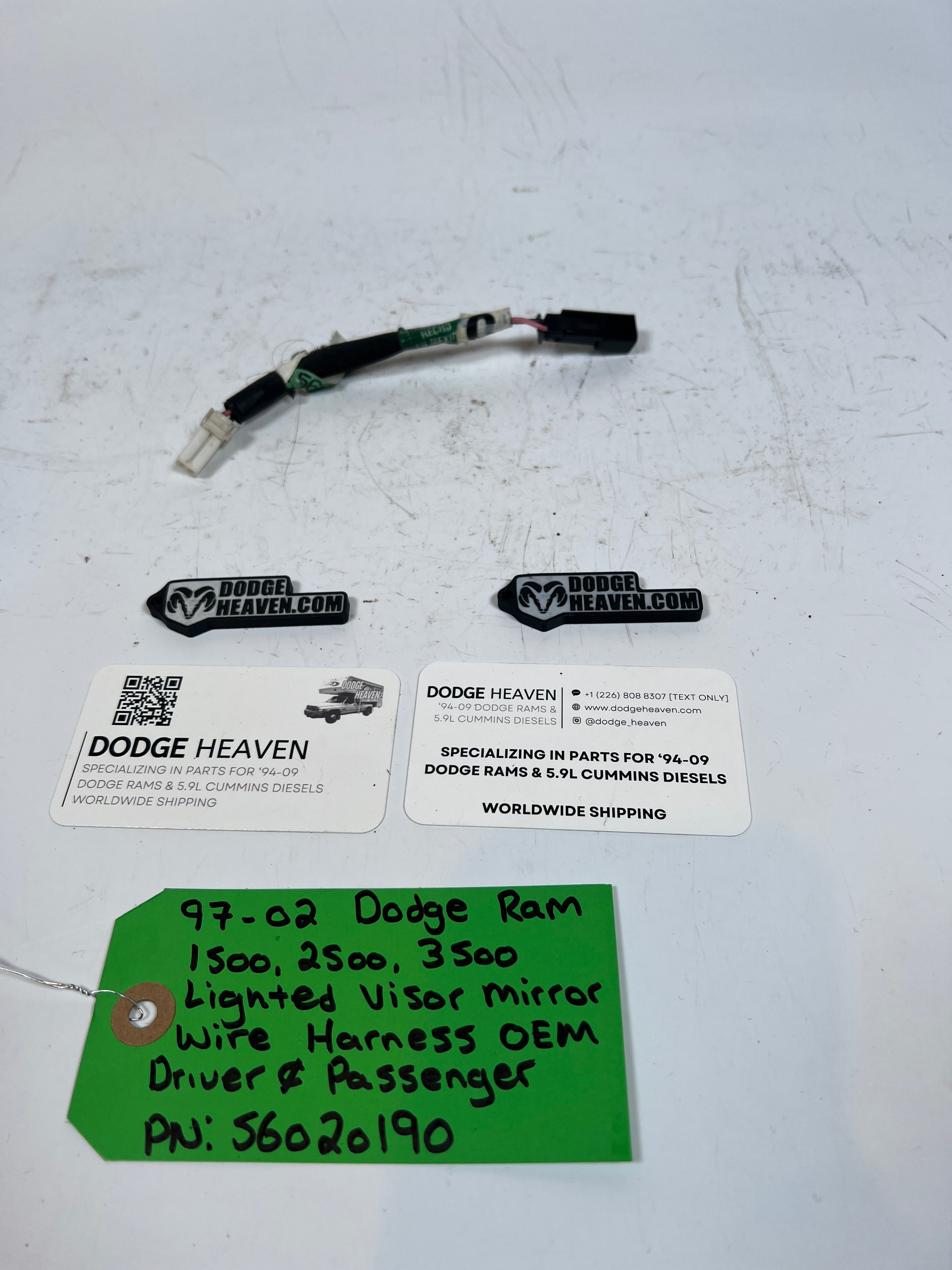 1997-2002 Dodge Ram 1500-3500 Lighted Visor Mirror Wire Harness