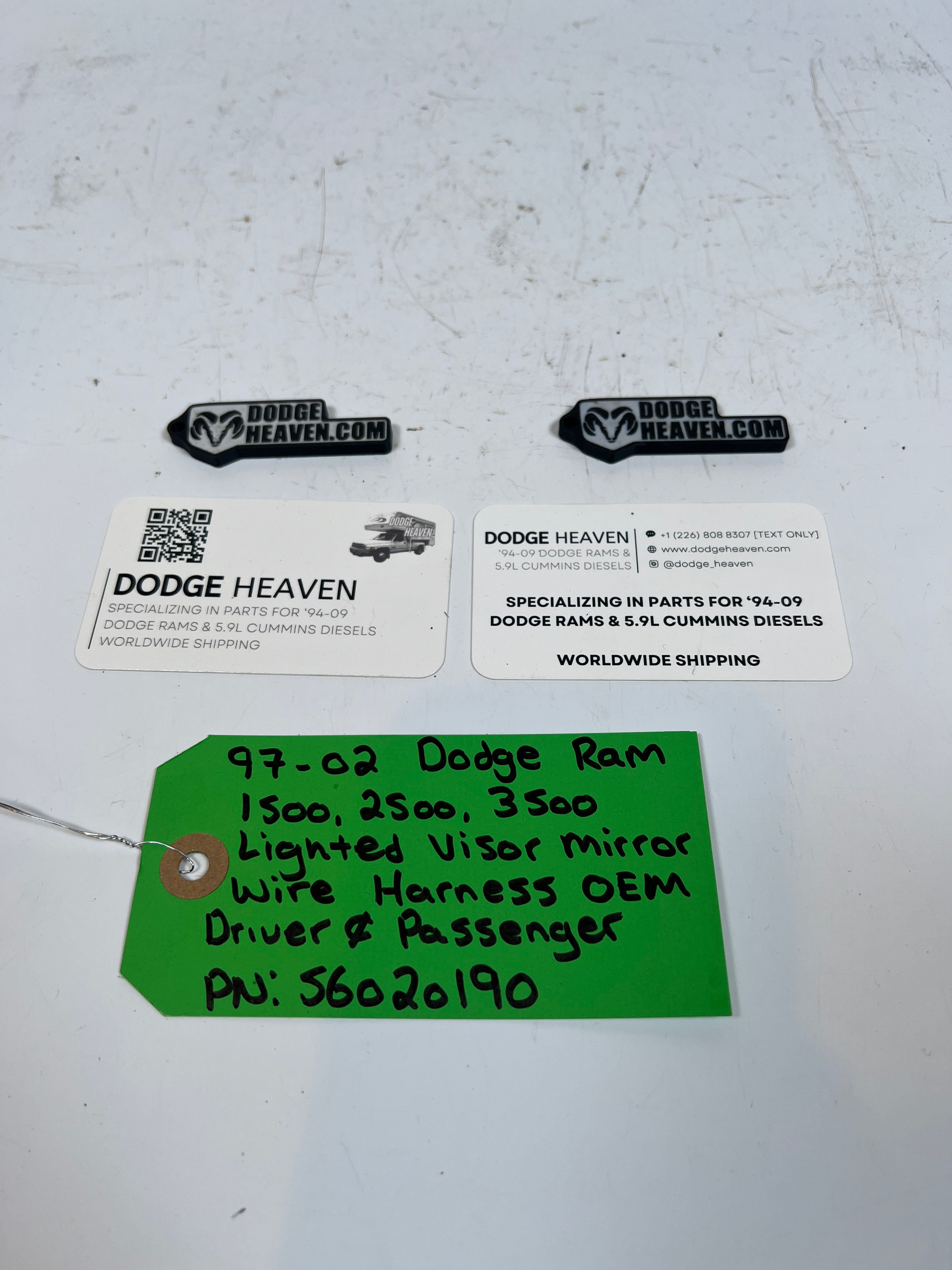 1997-2002 Dodge Ram 1500-3500 Lighted Visor Mirror Wire Harness