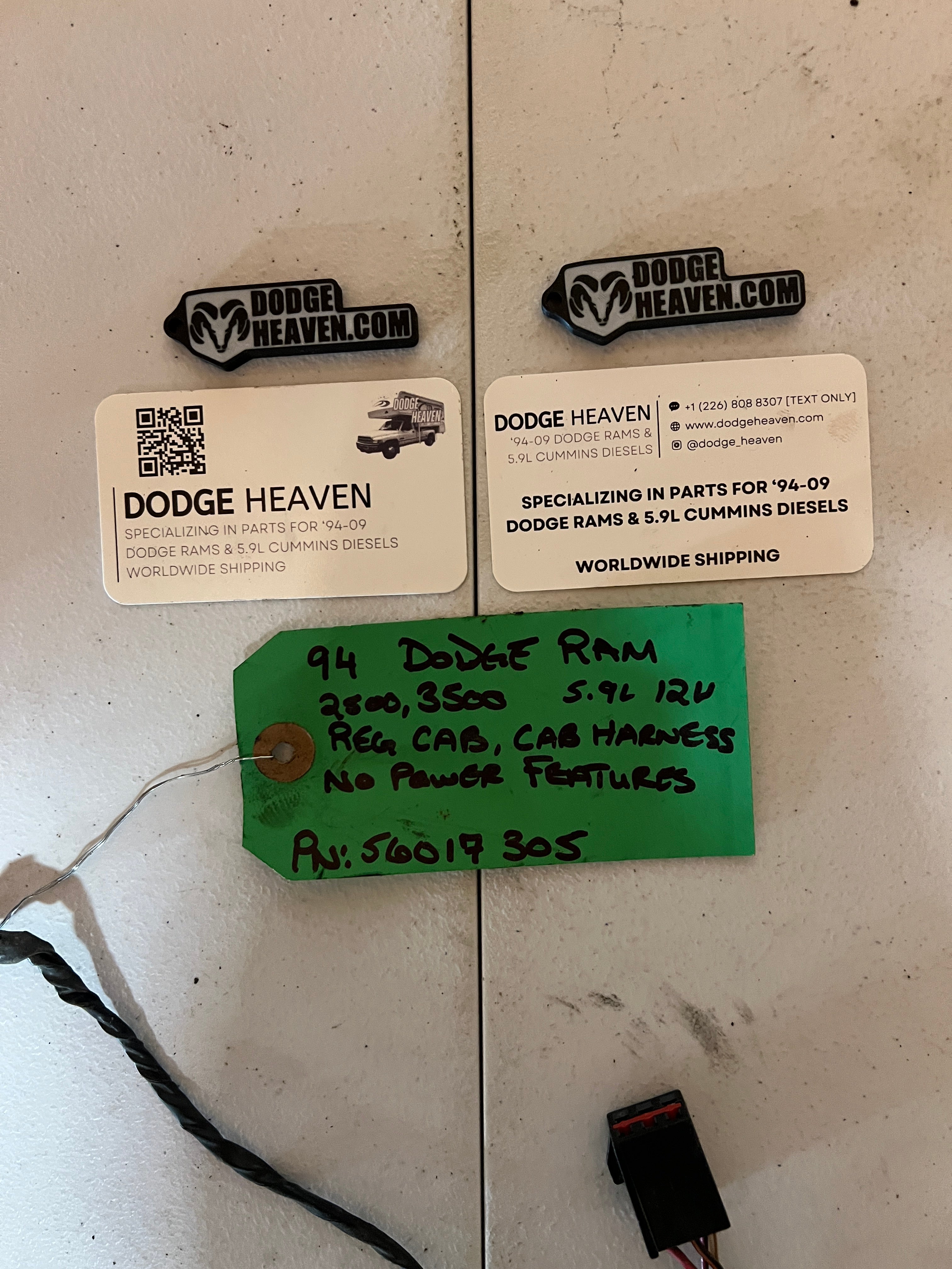 1994-1994 Dodge Ram 2500 3500 Regular Cab, Cab Harness