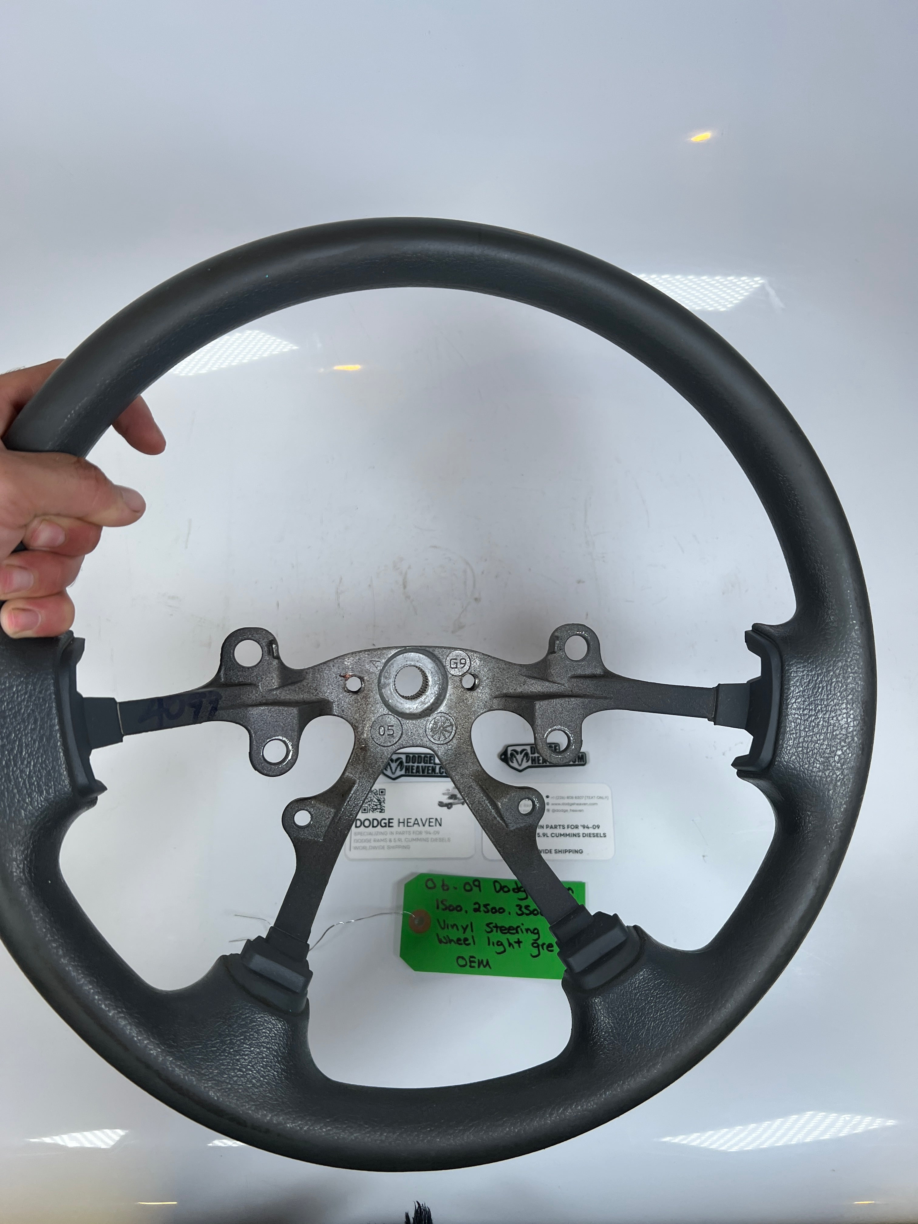 2006-2009 Dodge Ram 1500-3500 Steering Wheel Vinyl Light Grey