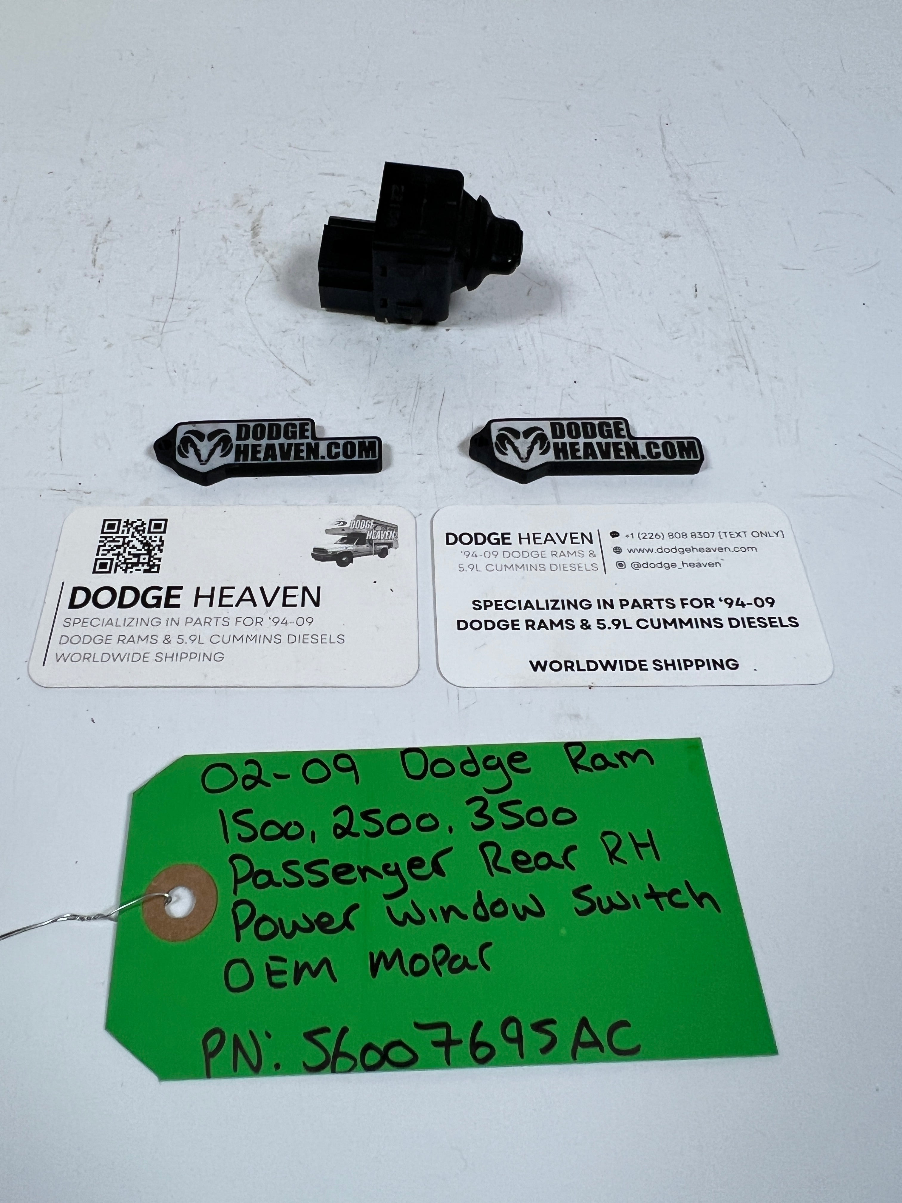 2002-2009 Dodge Ram 1500-3500 Passenger Rear Power Window Switch