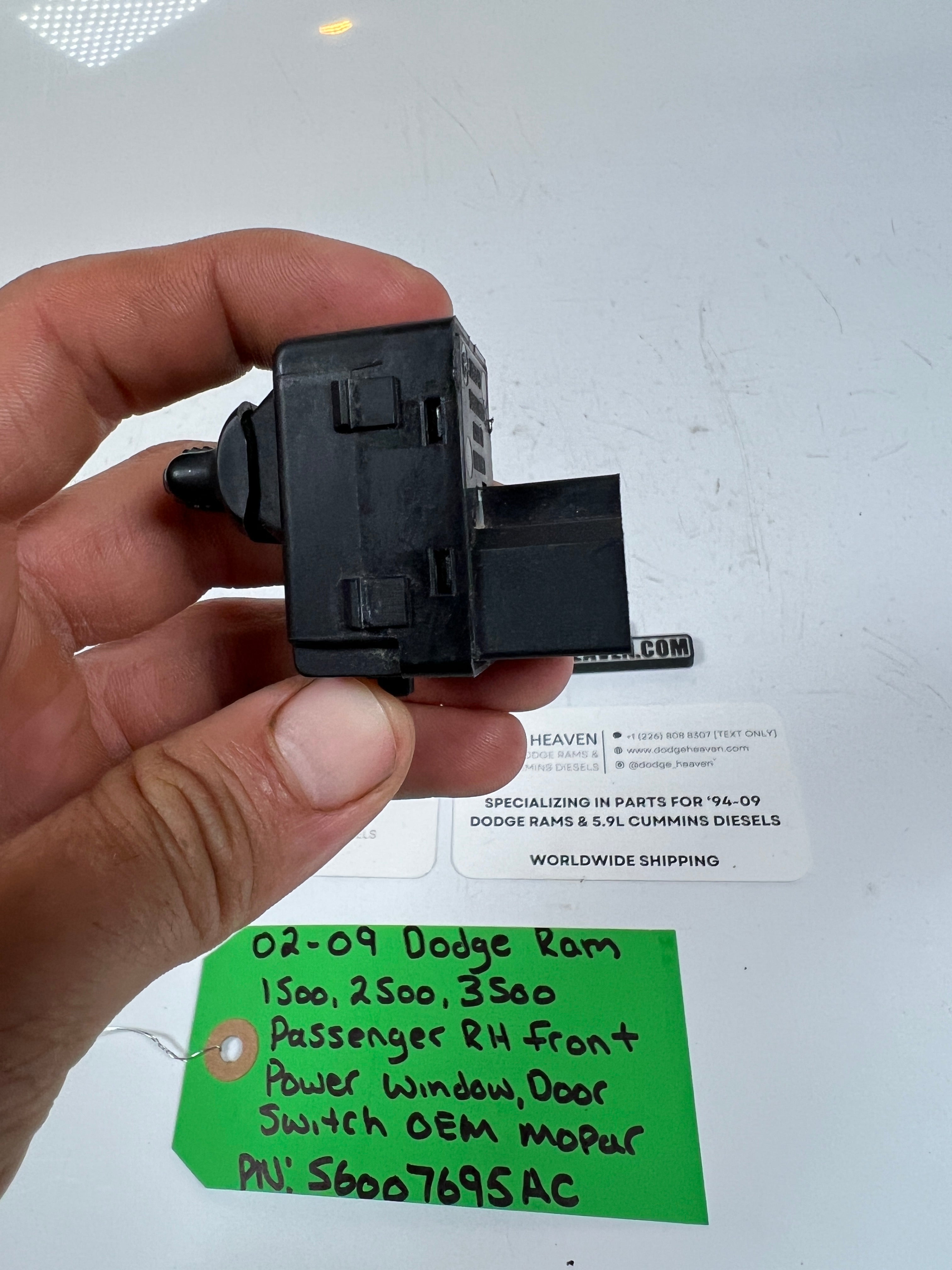 2002-2009 Dodge Ram 1500-3500 Passenger Front Power Window Switch