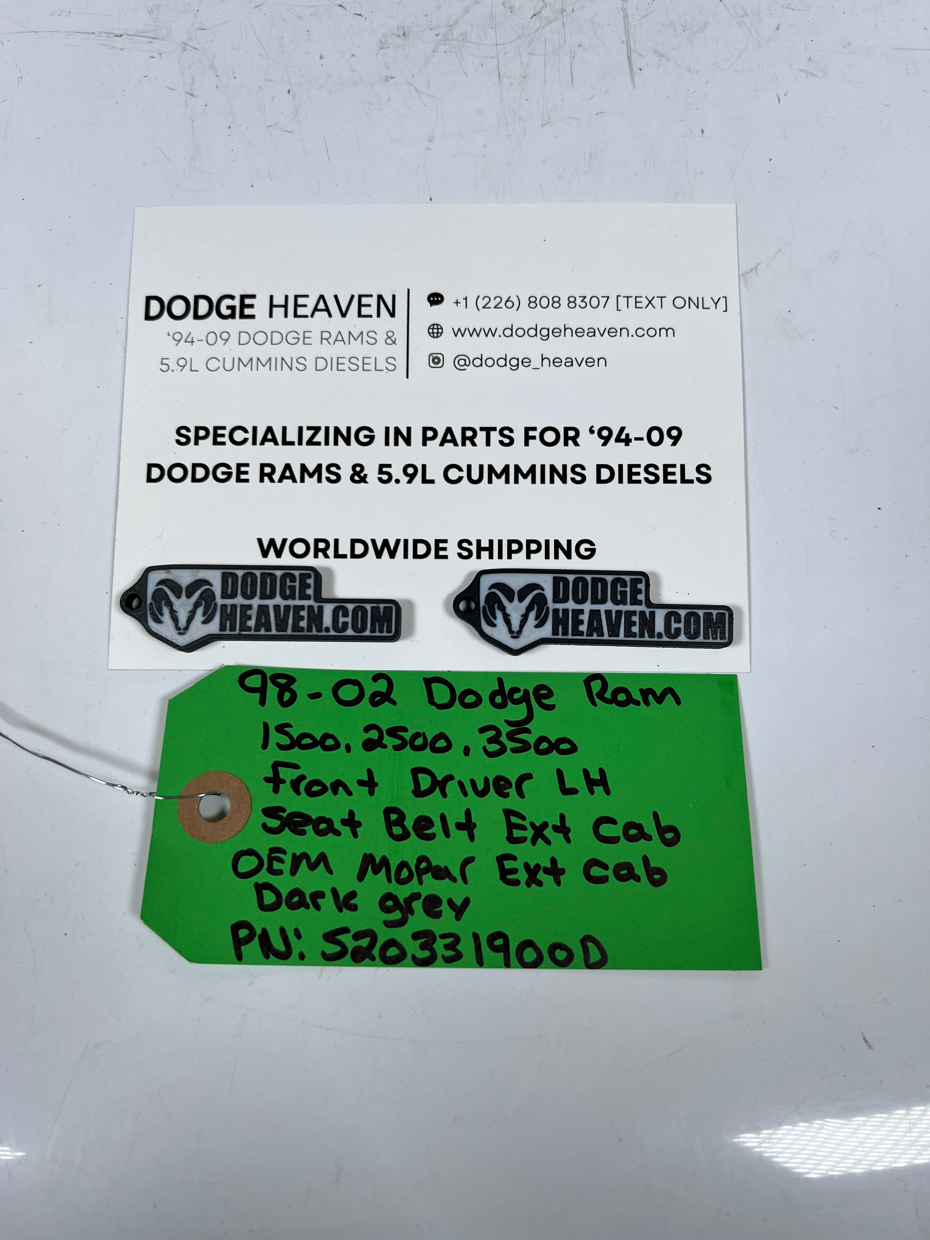 1998-2002 Dodge Ram 1500-3500 Front Driver LH Seat Belt Ext Cab