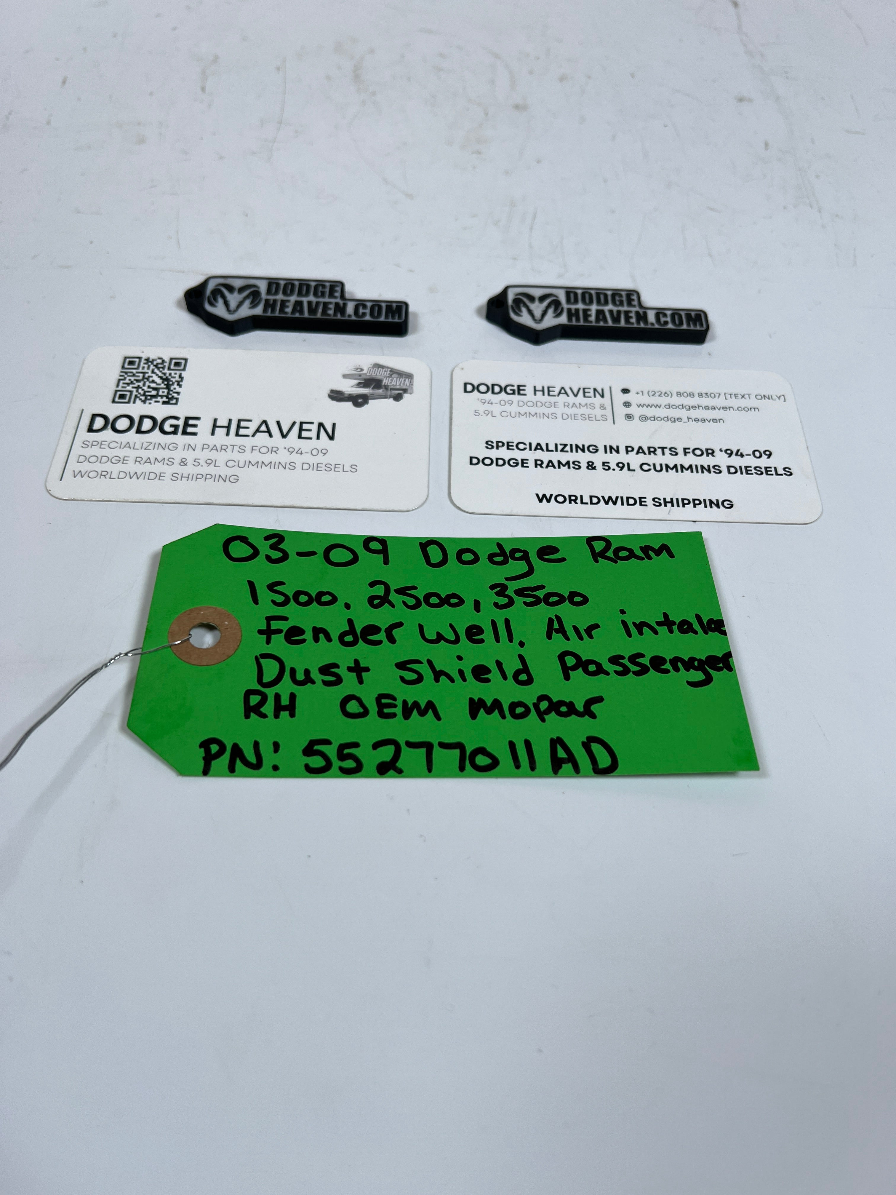 2003-2009 Dodge Ram 1500-3500 Fender Air Intake Dust Sheild RH