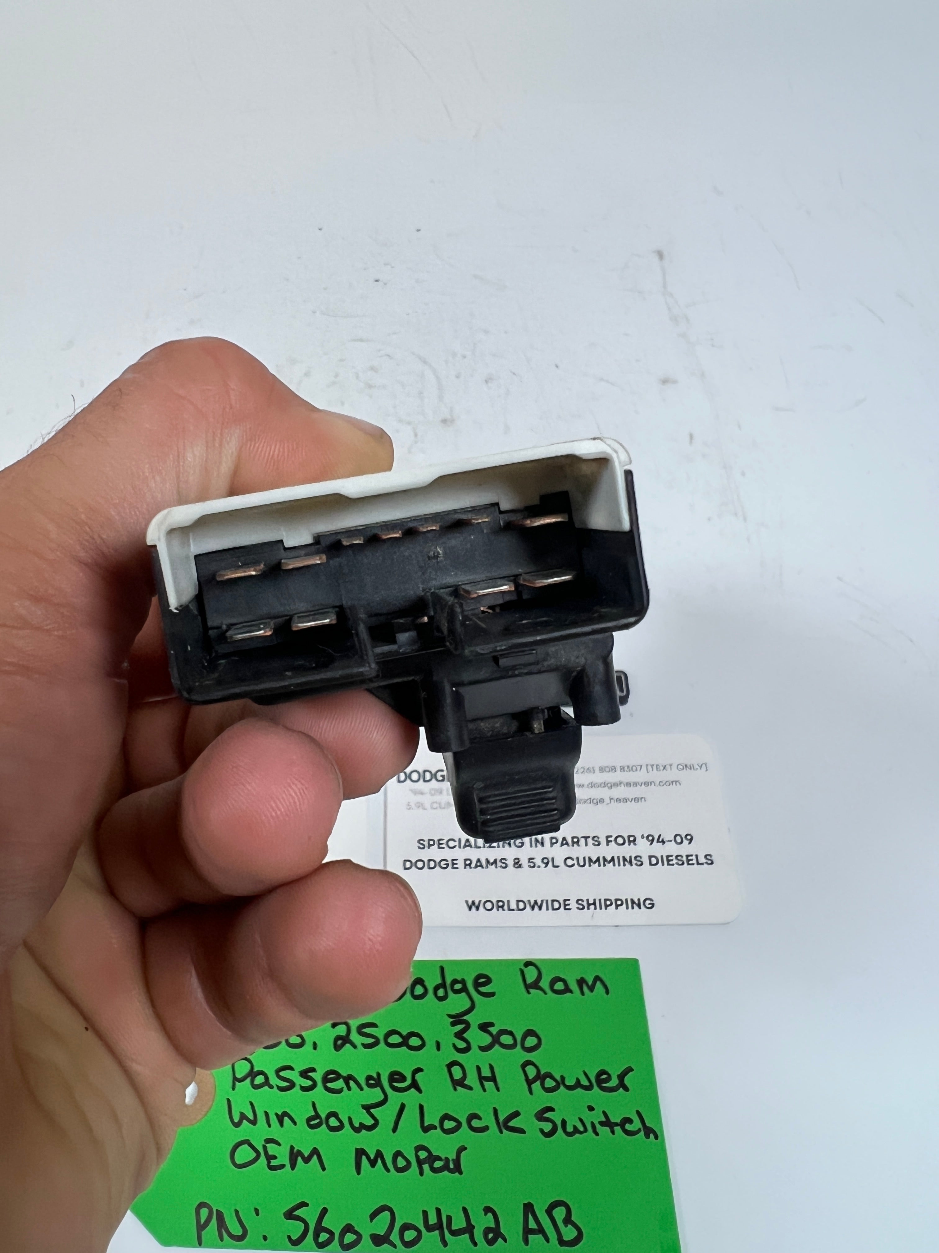 1999-2002 Dodge Ram 1500-3500 Passenger Power Window / Lock Switch