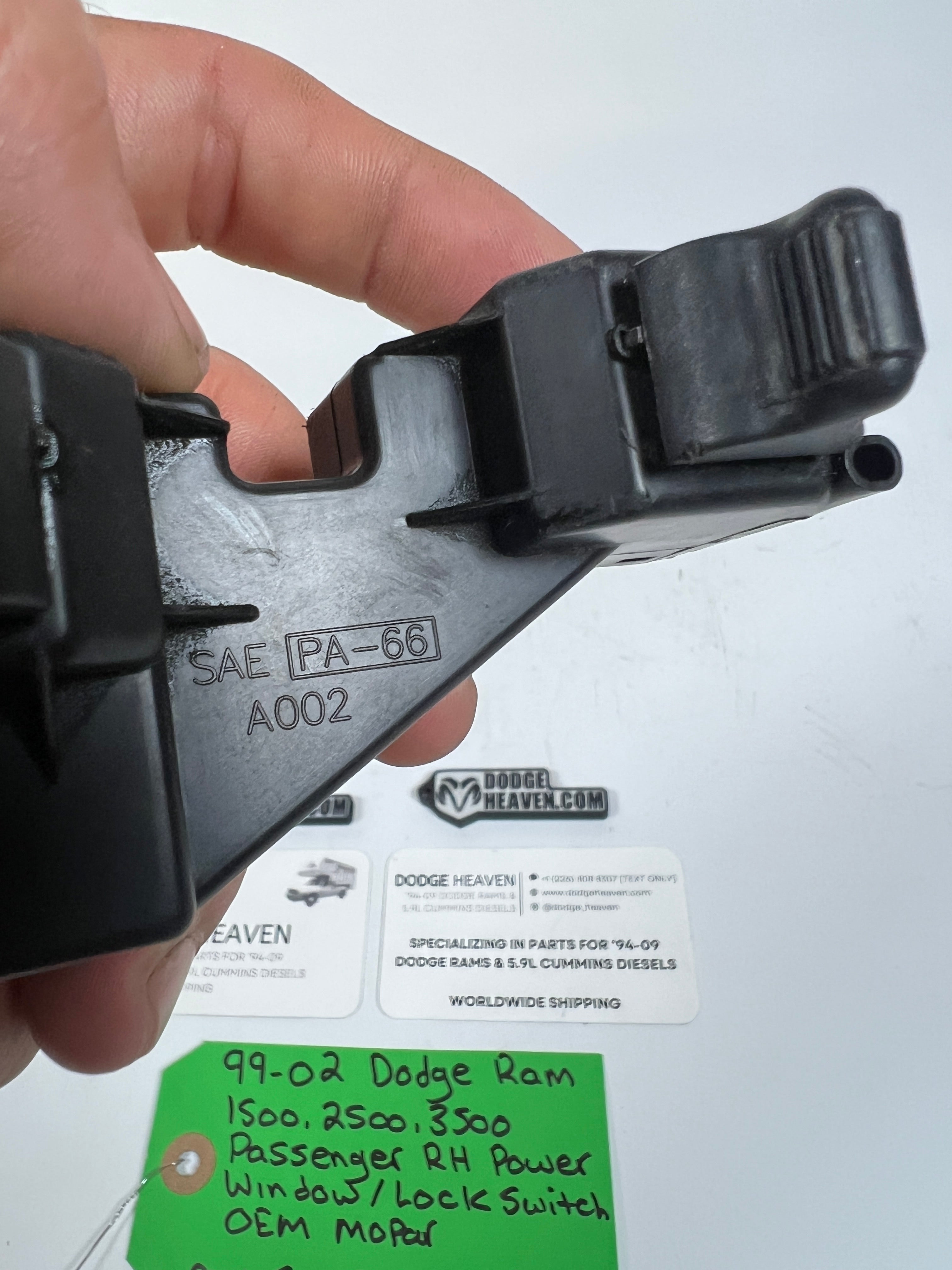 1999-2002 Dodge Ram 1500-3500 Passenger Power Window / Lock Switch