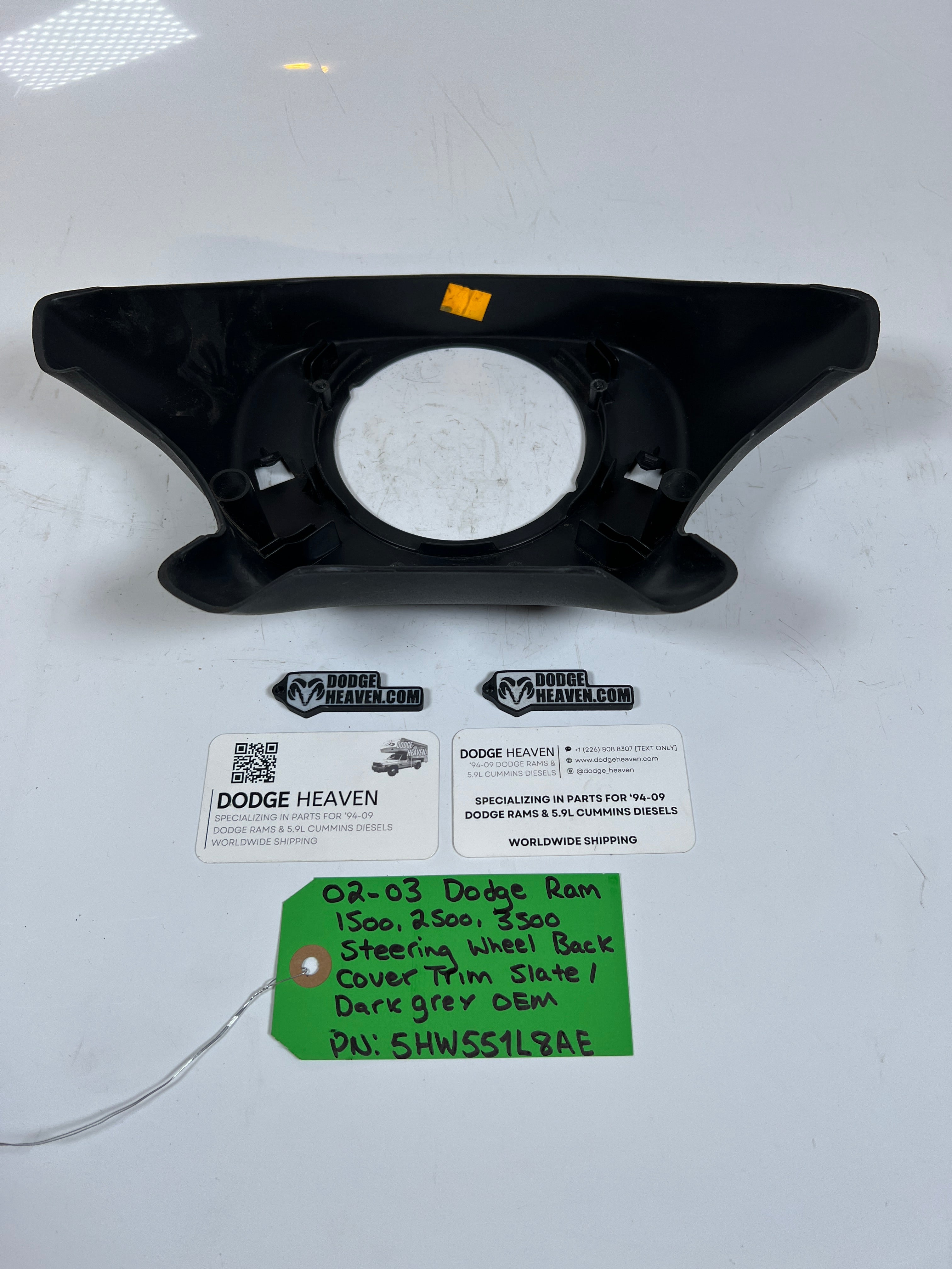 2002-2003 Dodge Ram 1500-3500 Steering Wheel back Trim Cover Dark Grey