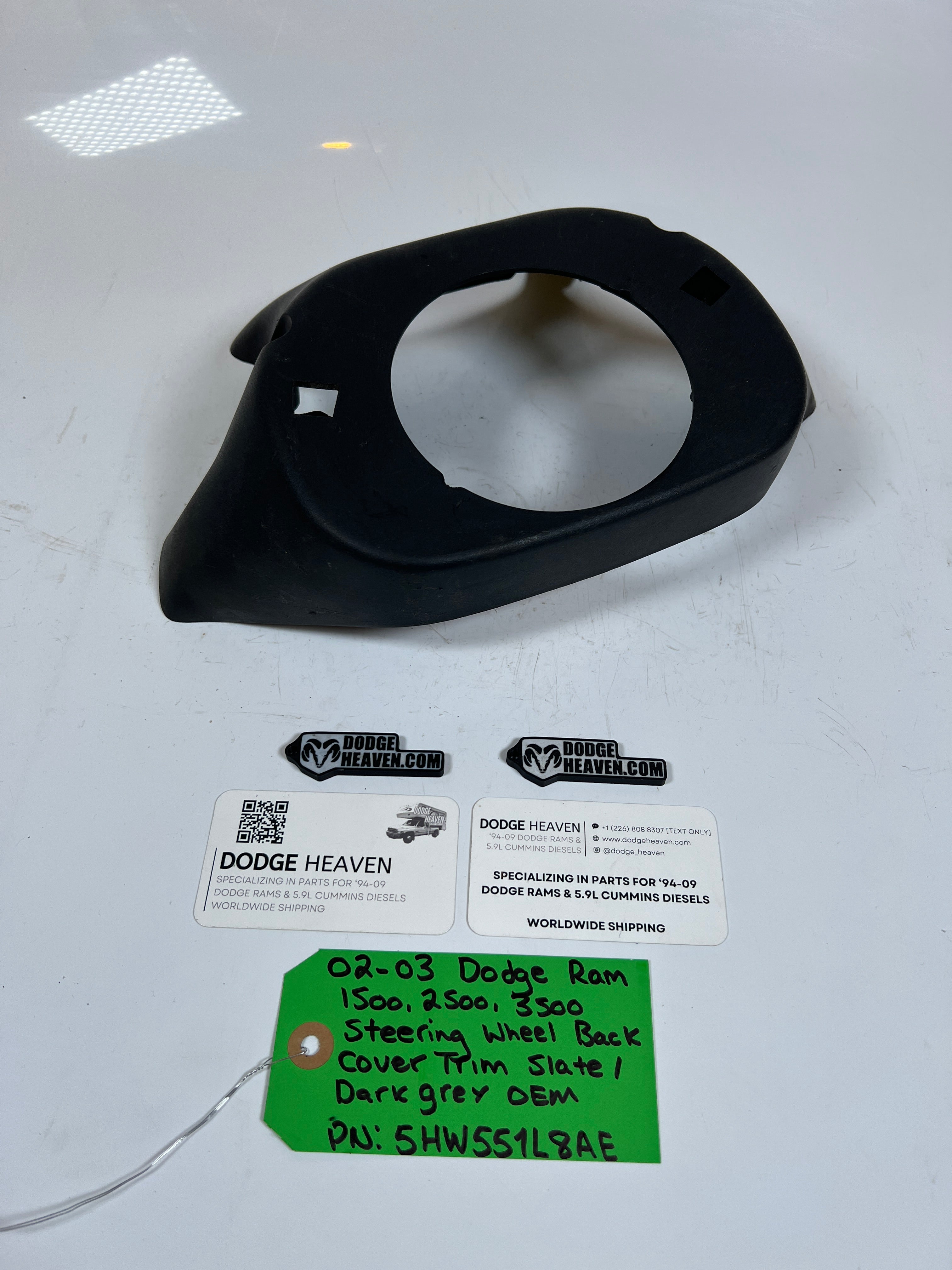 2002-2003 Dodge Ram 1500-3500 Steering Wheel back Trim Cover Dark Grey